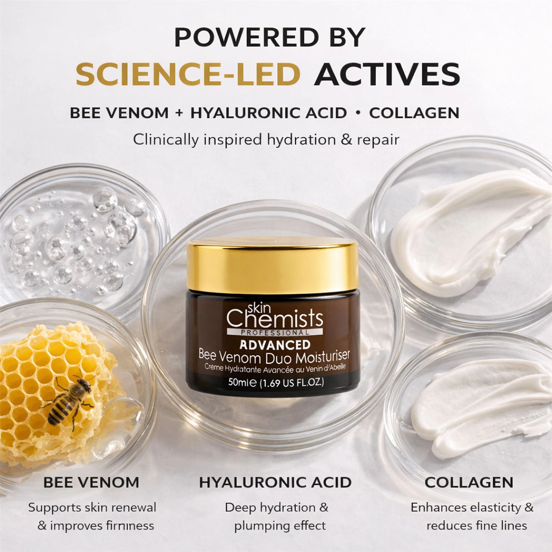skinChemists Pro-5 Collagen Bee Venom Duo Moisturiser 50ml - Firming Anti-Aging Cream