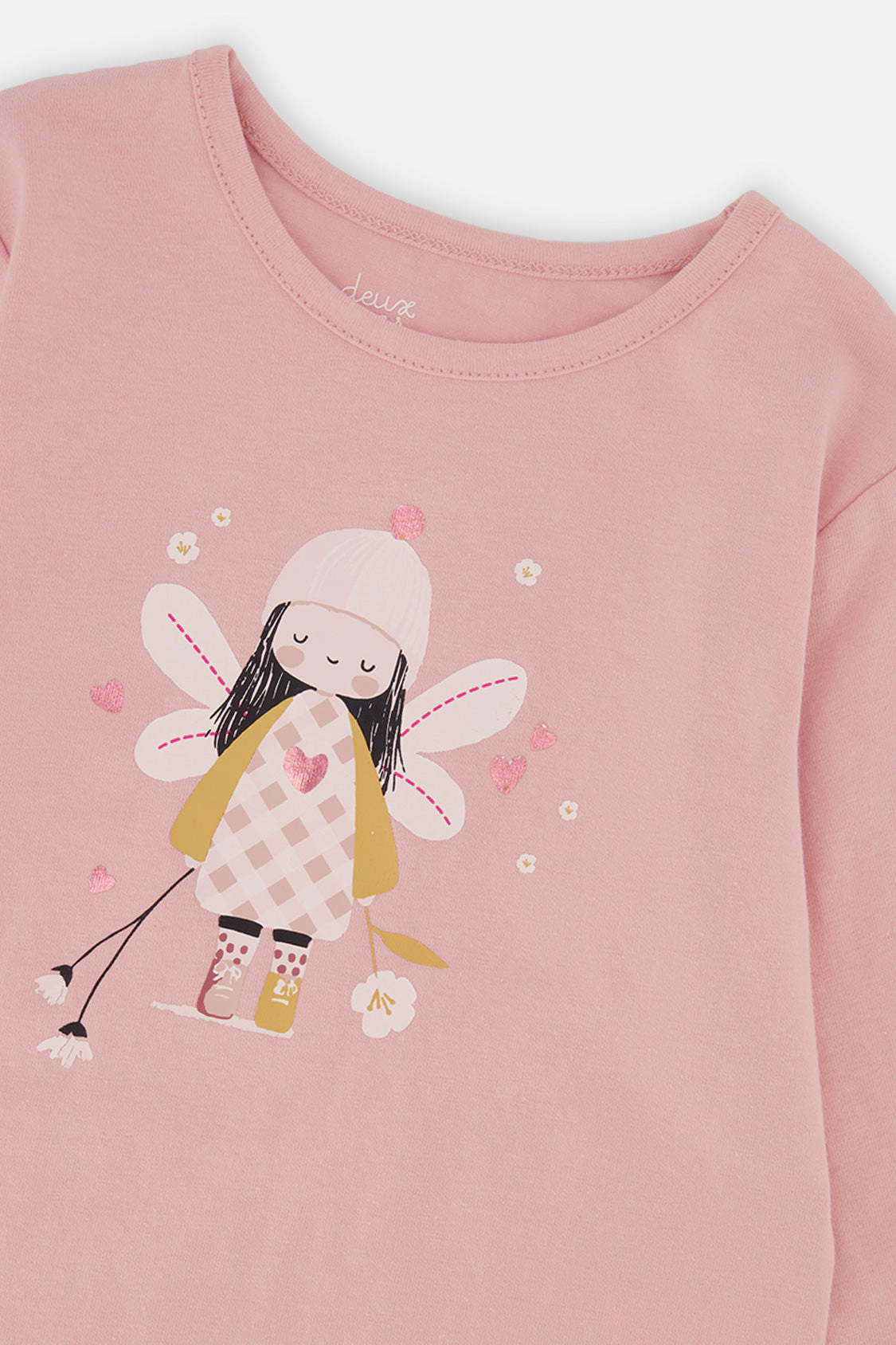 Deux par Girls Angel Graphic Organic Cotton Long Sleeve T-Shirt