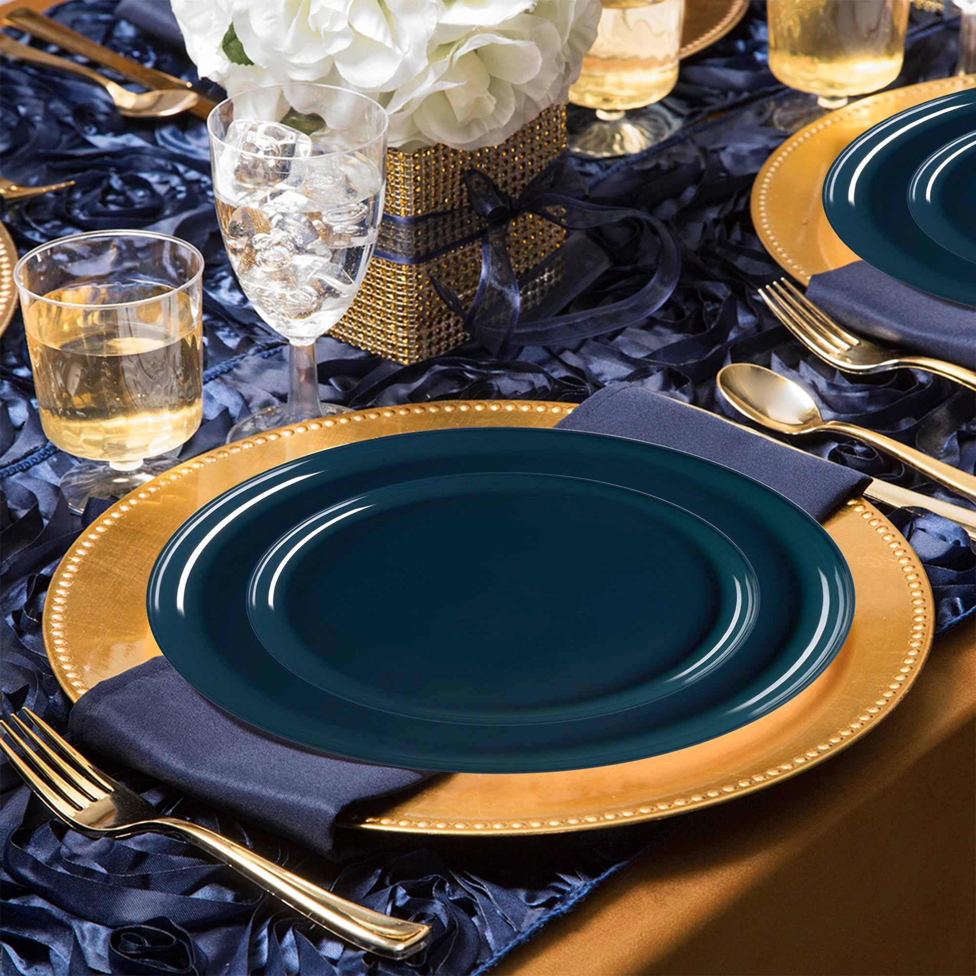 Smarty Had A Party Navy Flat Round Disposable Plastic Wedding Value Set