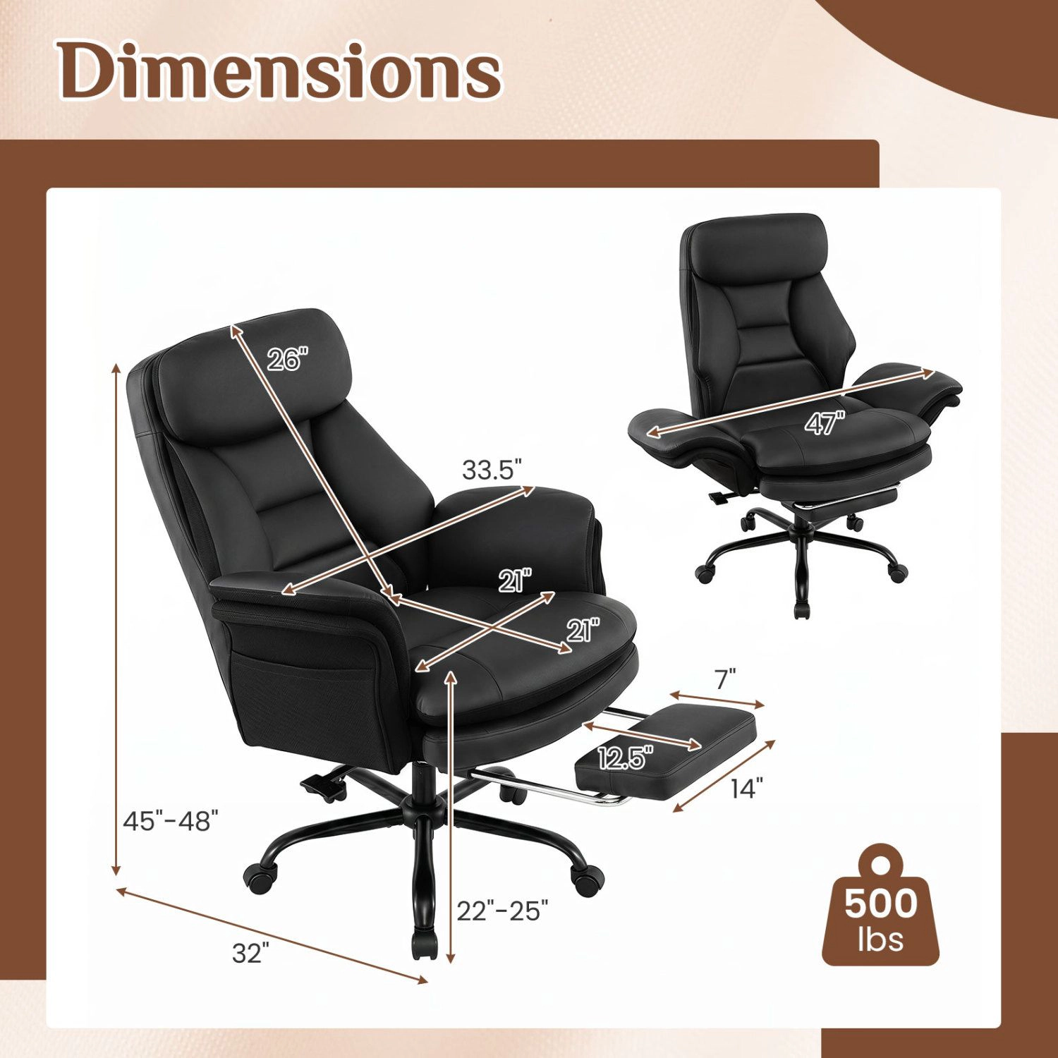 SlickBlue Ergonomic Big and Tall Office Chair with Flip Armrests