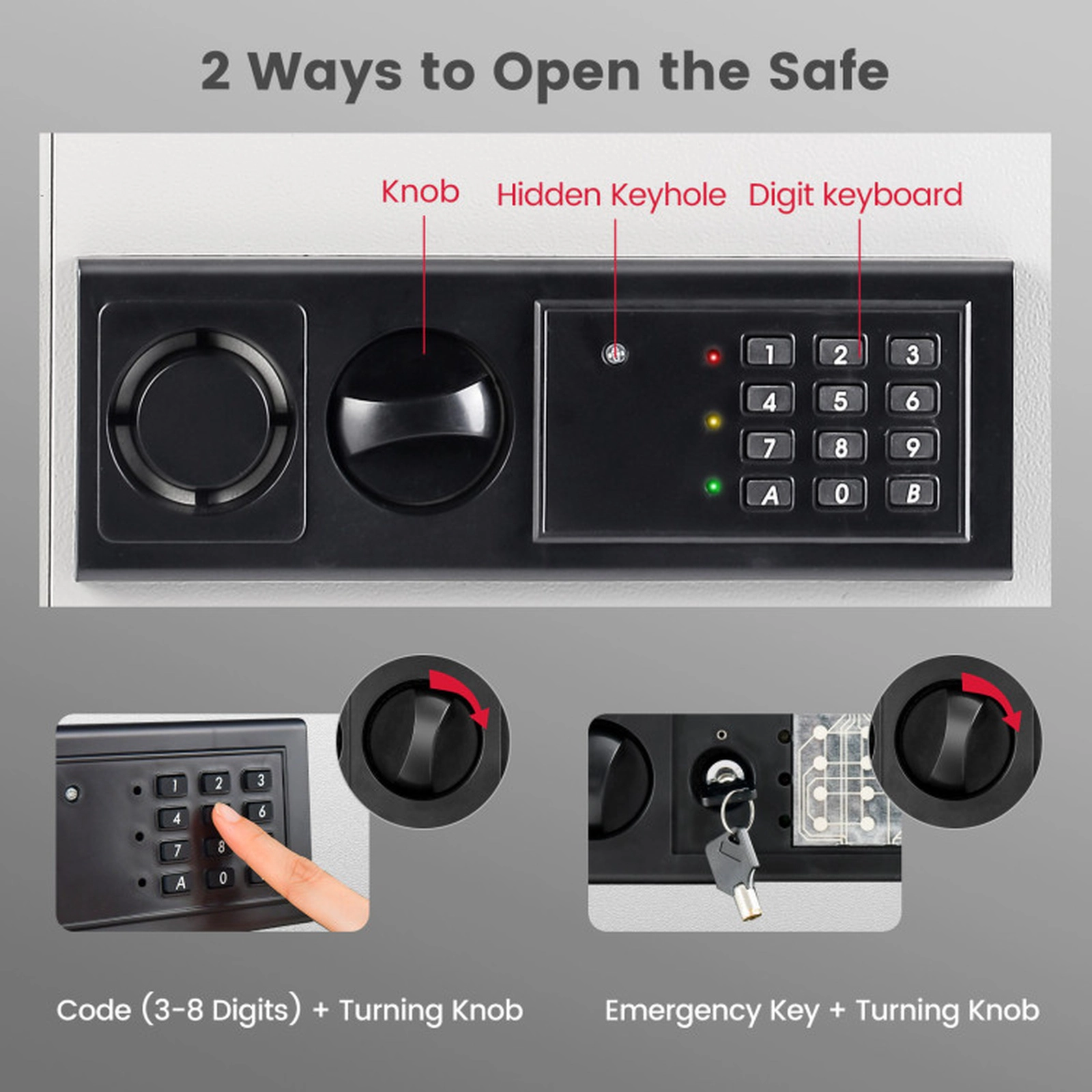 SUGIFT 2-Shelf Digital Keypad Override Key Recessed Wall Safe Box 22-in x 16-in 4-mm Steel Door 2-mm Panel White