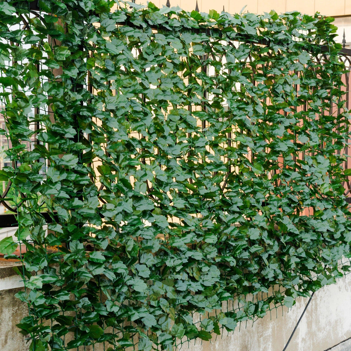 SUGIFT Faux Ivy Leaf Decorative Privacy Fence Garden Trellis 59 x 95 in PE Panel Each 2.4 x 2.2 in Leaf 1 Piece Green