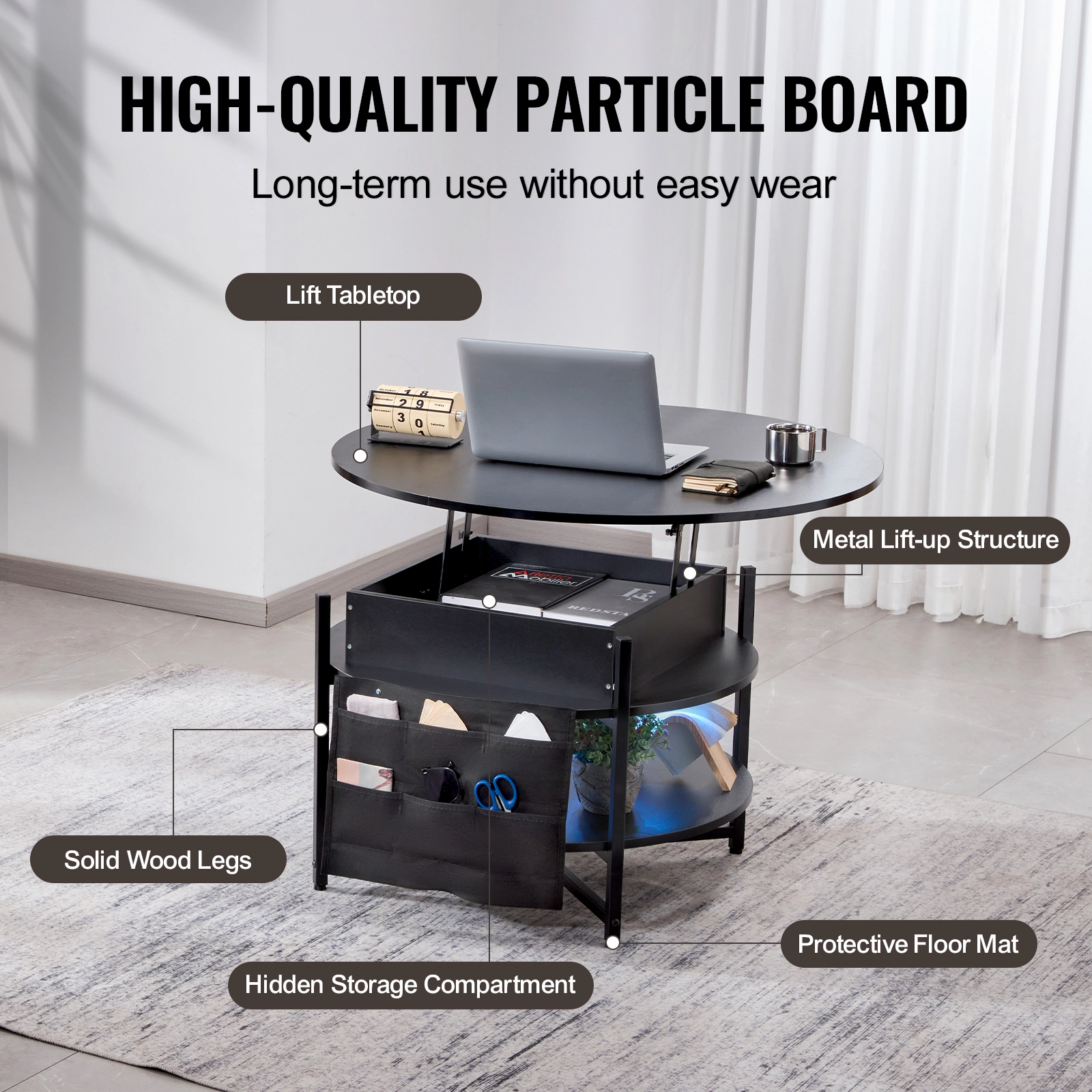 HONGGE Lift Top Coffee Table Coffee Table with Storage Coffee Table for Living Room