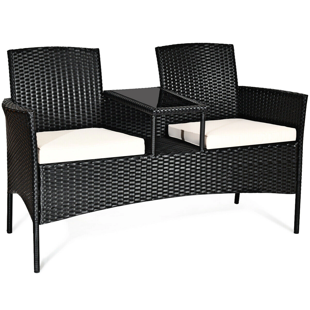 LJG Wicker Patio Conversation Furniture Set with Removable