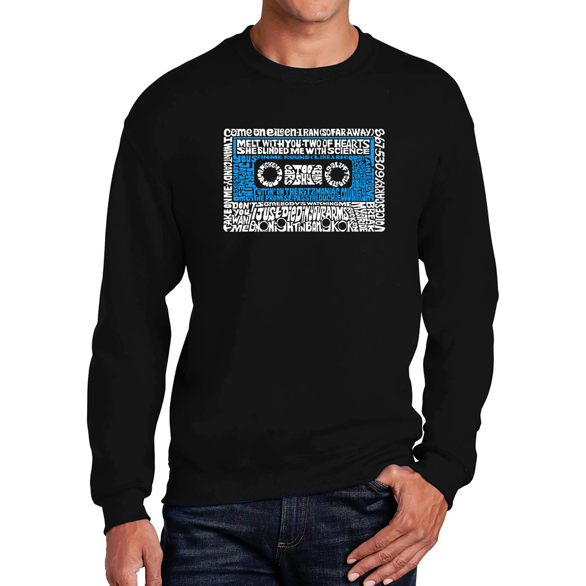 LA Pop Art 80S One Hit Wonders - Mens Word Crew Sweatshirt