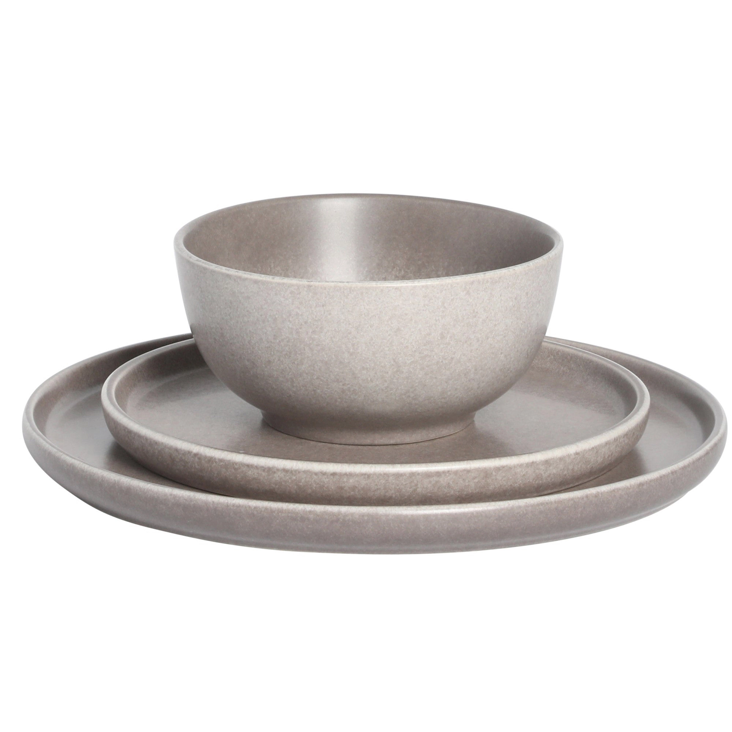 Gibson Elite Eden Rock 12 Piece Round Stoneware Dinnerware Set in Matte Brown