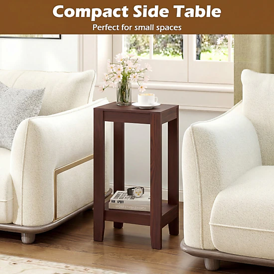 Hivvago Set Of 2 Versatile 2-Tier End Table With Storage Shelf