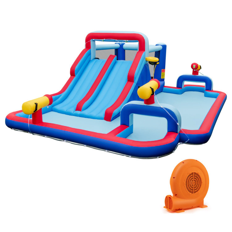 Hivvago Inflatable Bounce House with 2 Water Slides and 3 Water Cannons With 680W Blower