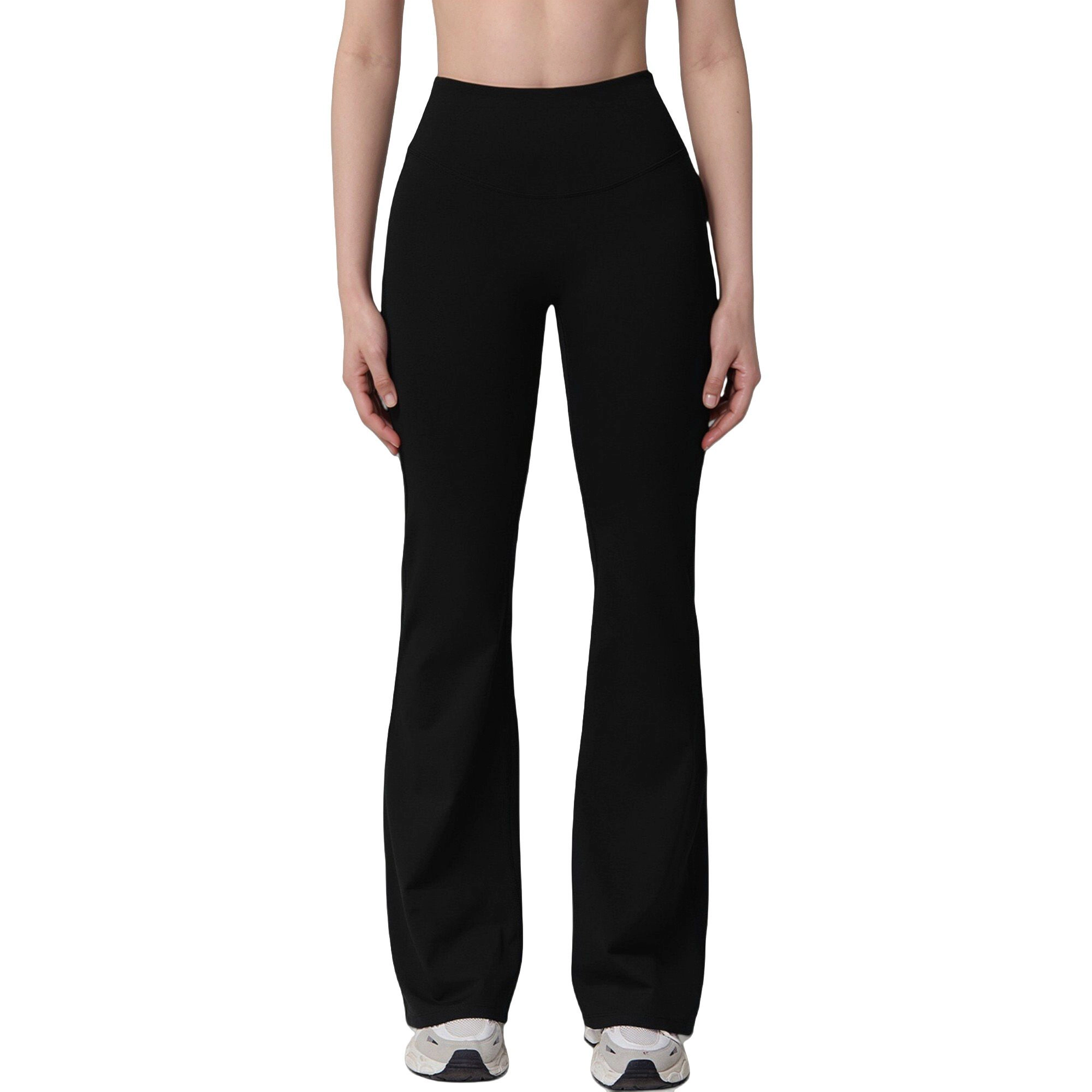 Anna-Kaci Active Women's High Waist Flare Lounge Pants with Smooth Woven Fabric and Fitted Contoured Silhouette