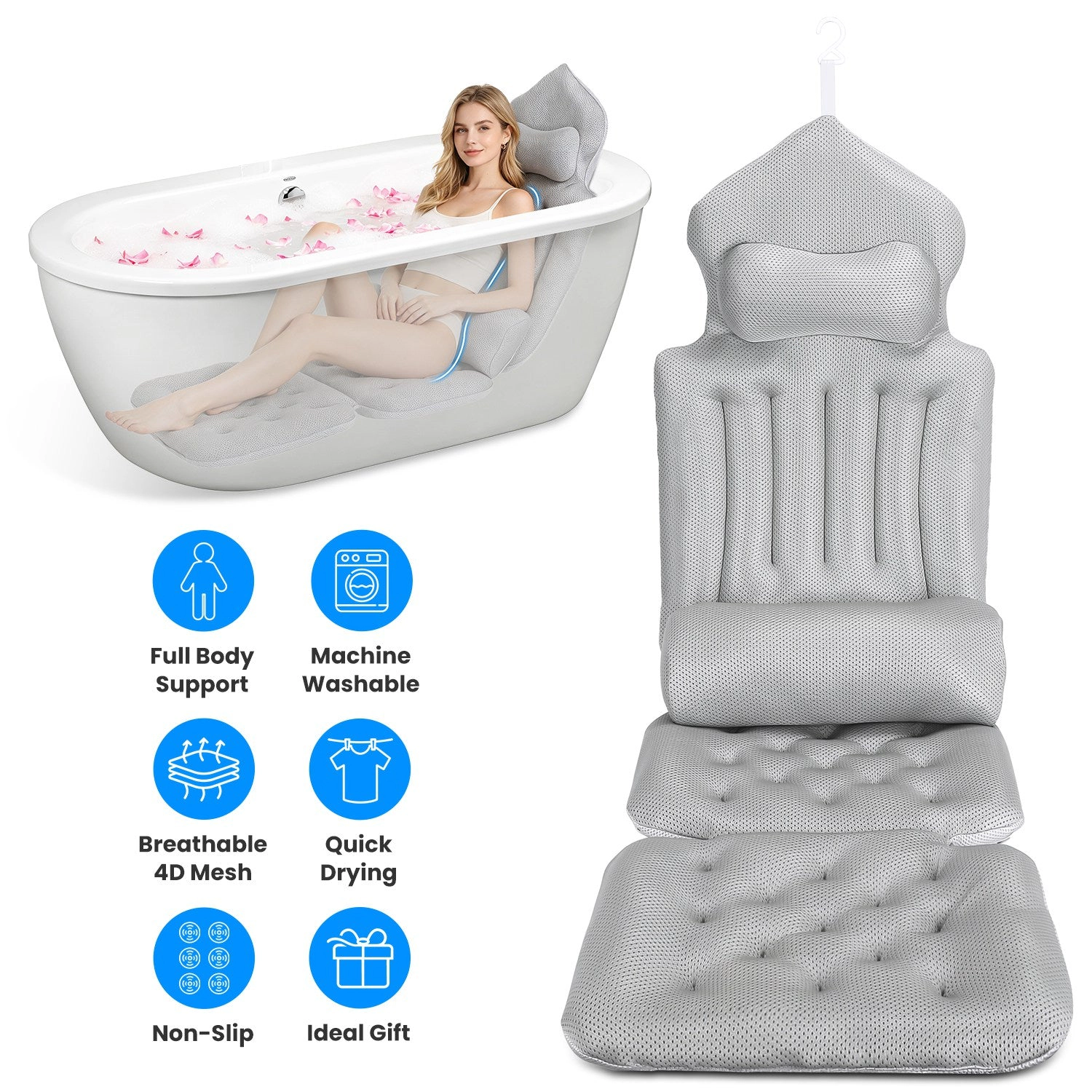 GBruno Quick-Drying Full Body Bath Pillow With Lumbar