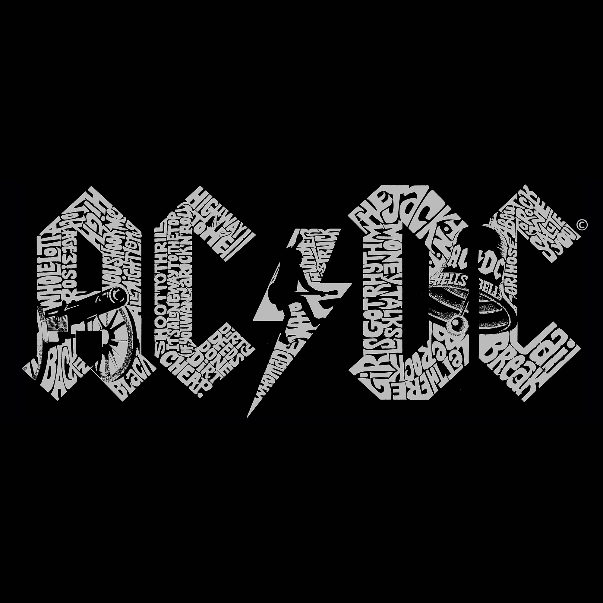 LA Pop Art ACDC - Men's Word Hooded Sweatshirt