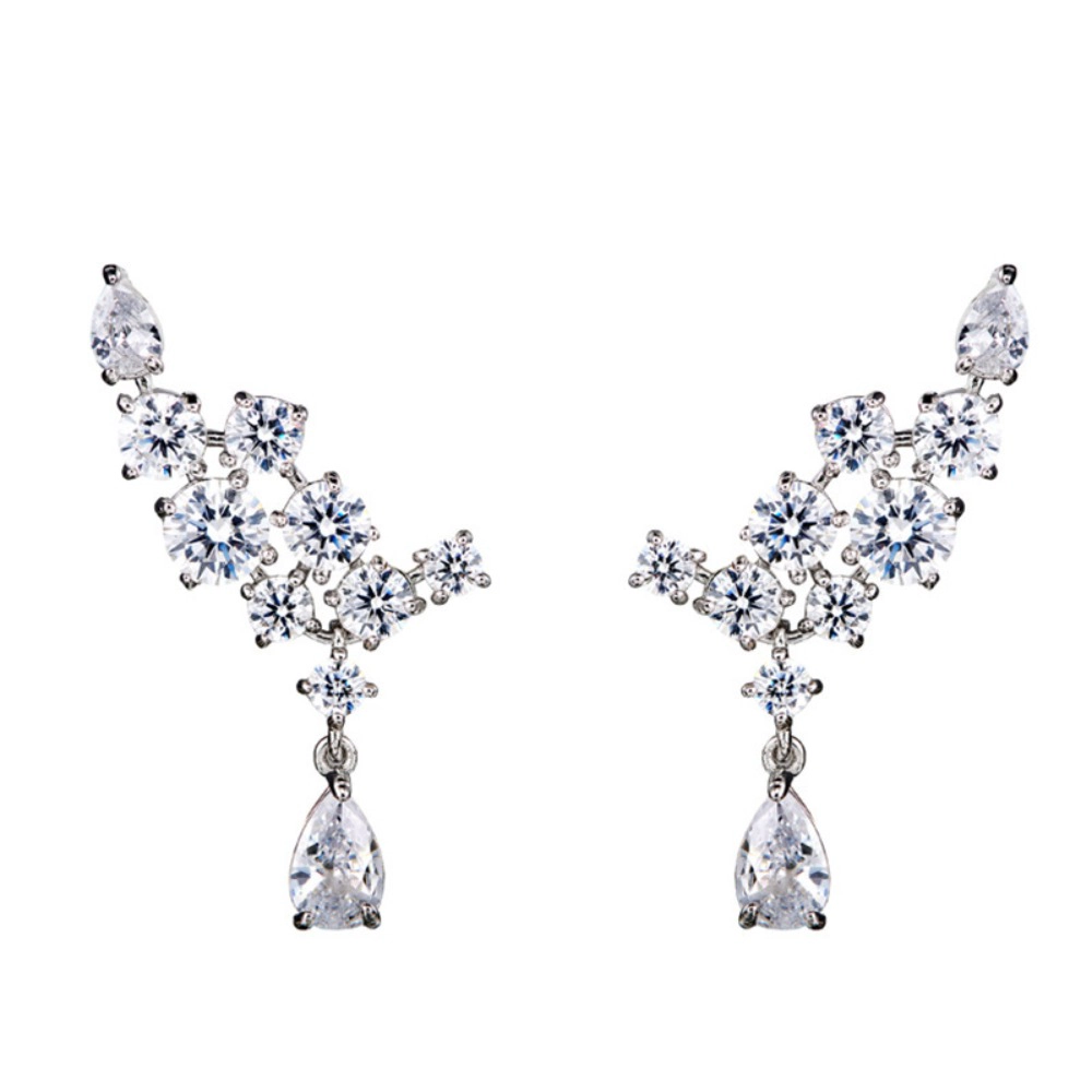Elegant Cluster Zirconia Drop Earrings for Women Bridal Wedding Earrings Jewelry Gifts