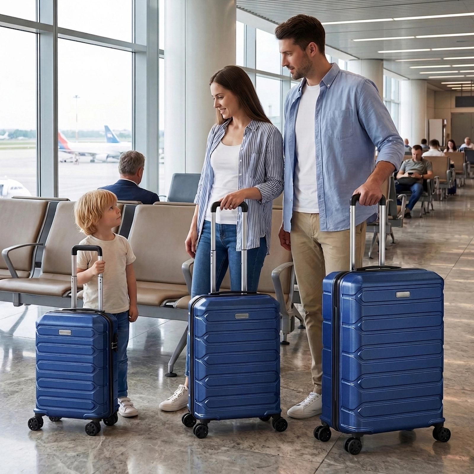 SUGIFT 3-Piece Hardside 8 Spinner Wheels Lightweight Nested Luggage Set 20-in 24-in 28-in 95-L 19.5-lb Navy