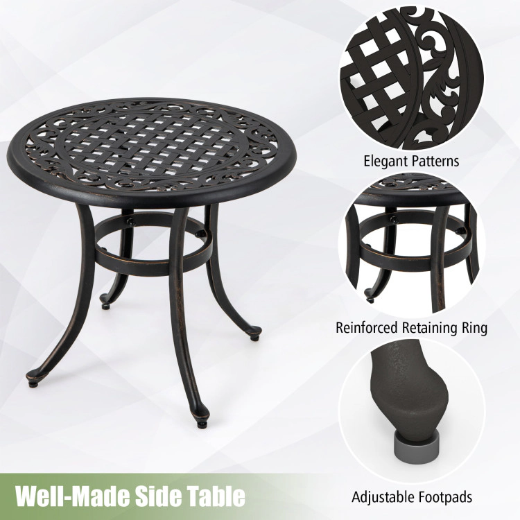 Hivvago 24 Inch Patio Side Table With Adjustable Footpads For Poolside Backyard Balcony