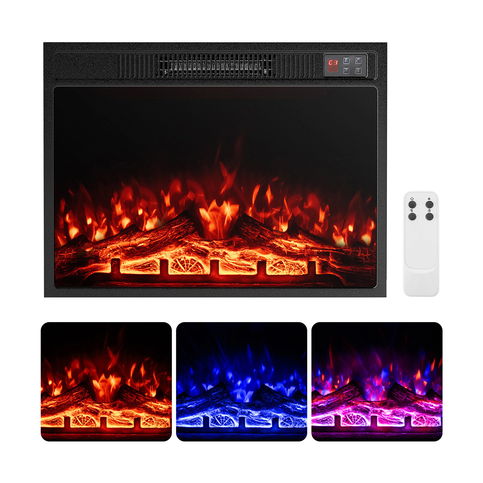 SlickBlue 23 Inch Electric Fireplace Insert with Remote Control, Adjustable Flames