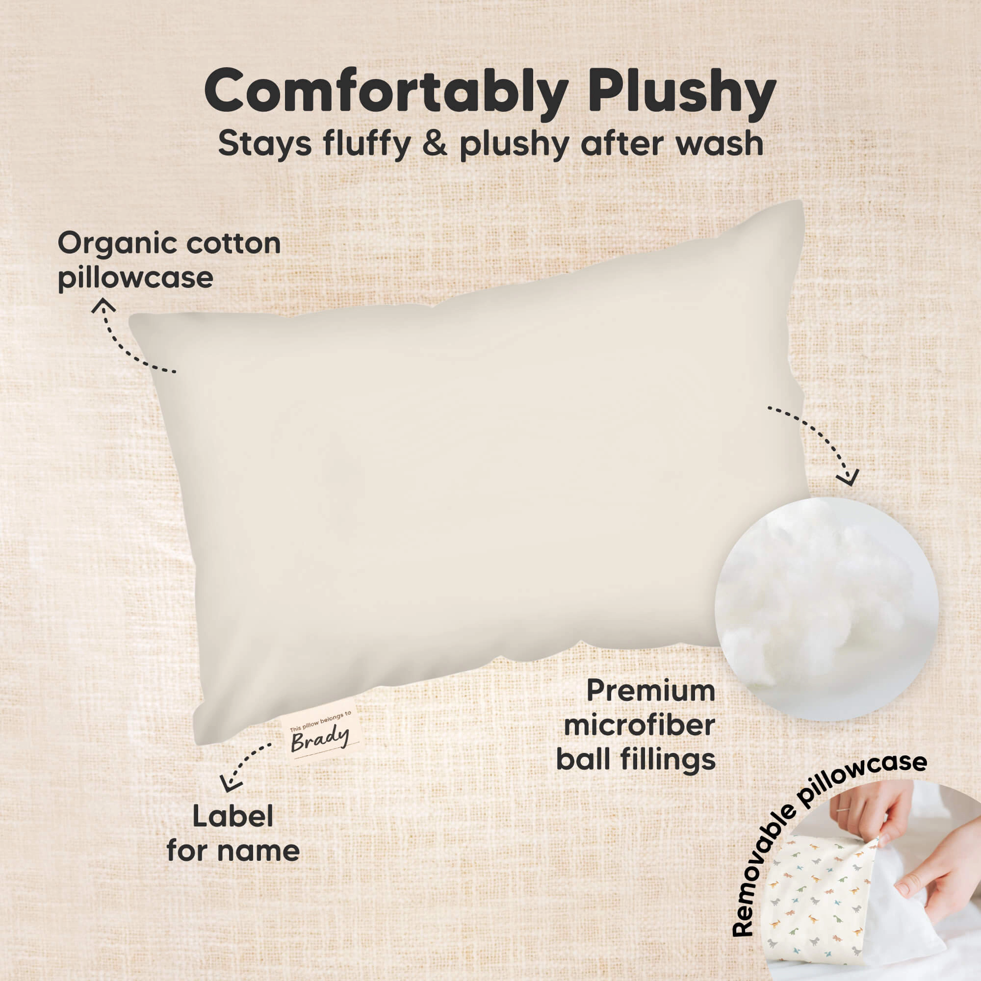 KeaBabies Mini Toddler Pillow With Pillowcase