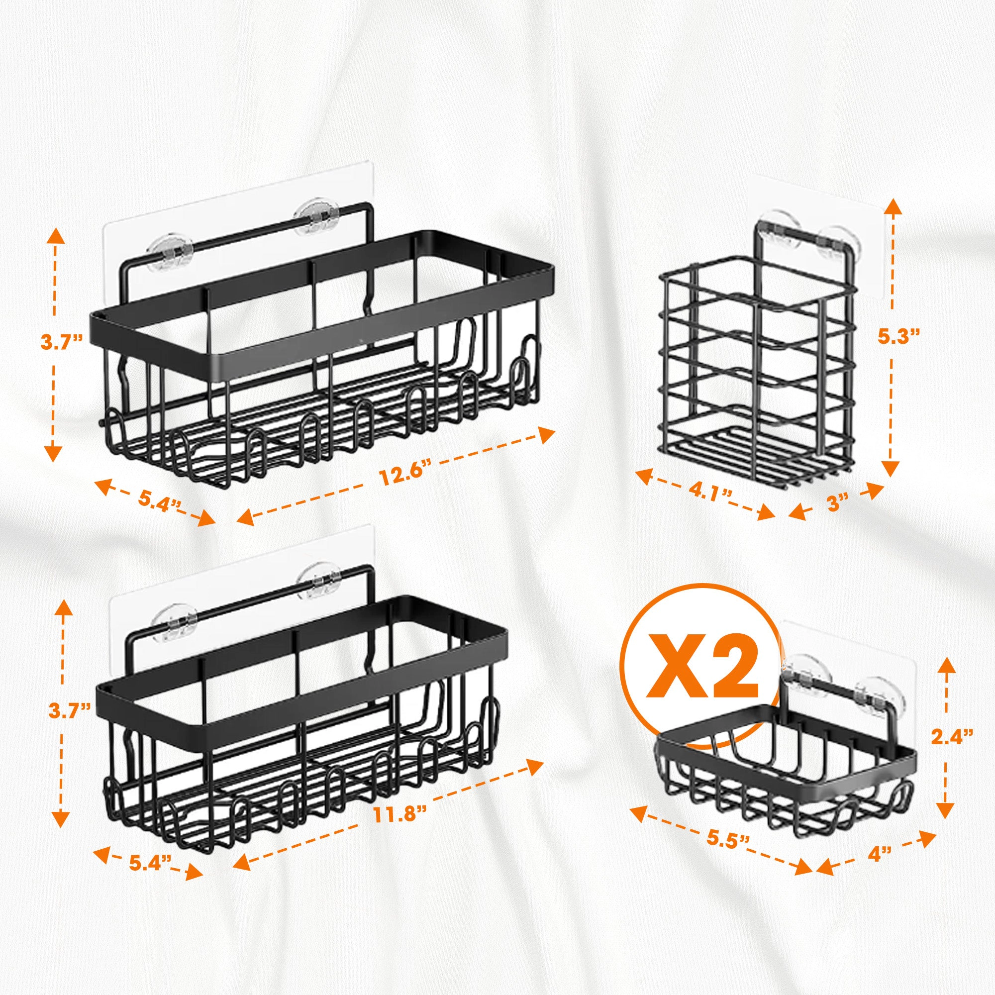 Cheer Collection 5-Pack Stainless Steel Shower Caddy and Kitchen Organizer Set