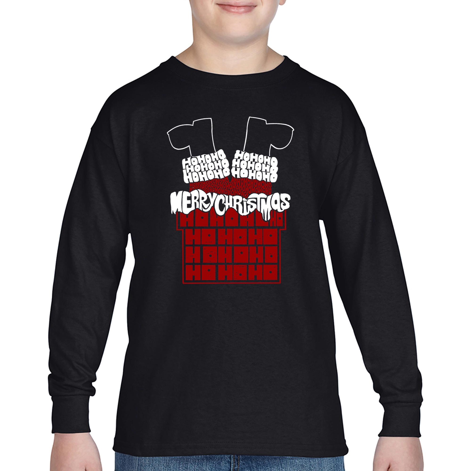LA Pop Art Boys Long Sleeve T-Shirt - Chimney Santa