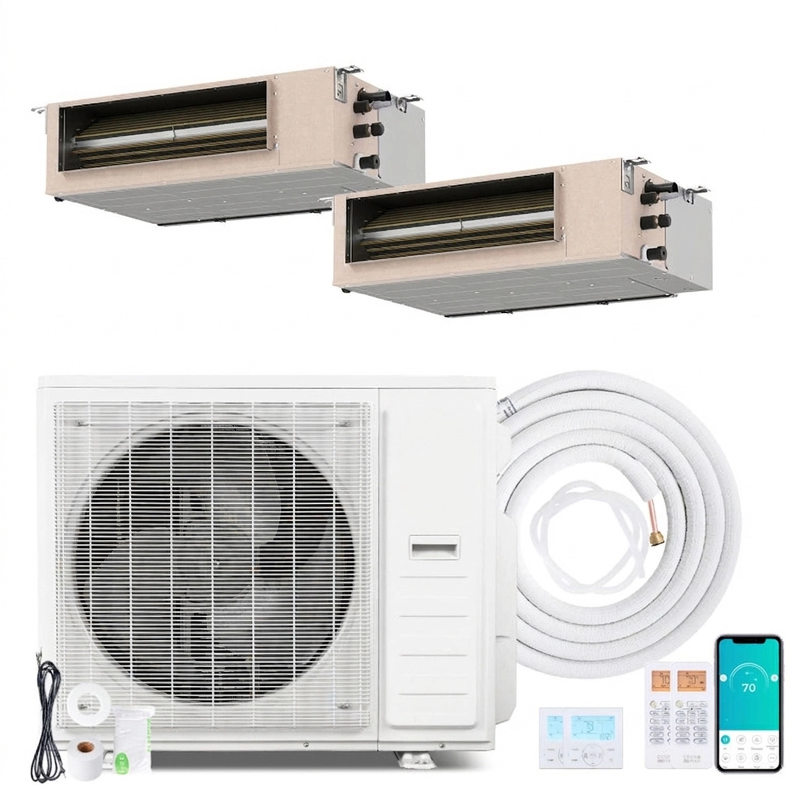 SUGIFT 35000-BTU 2-Zone 22.5-SEER2 208-230V R454B Concealed Ducted Mini Split Air Conditioner with Heat Pump