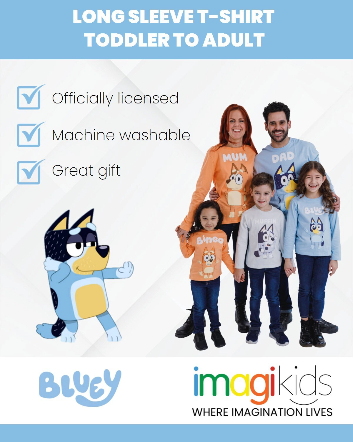 Bluey Matching Family Cosplay Long Sleeve Tee
