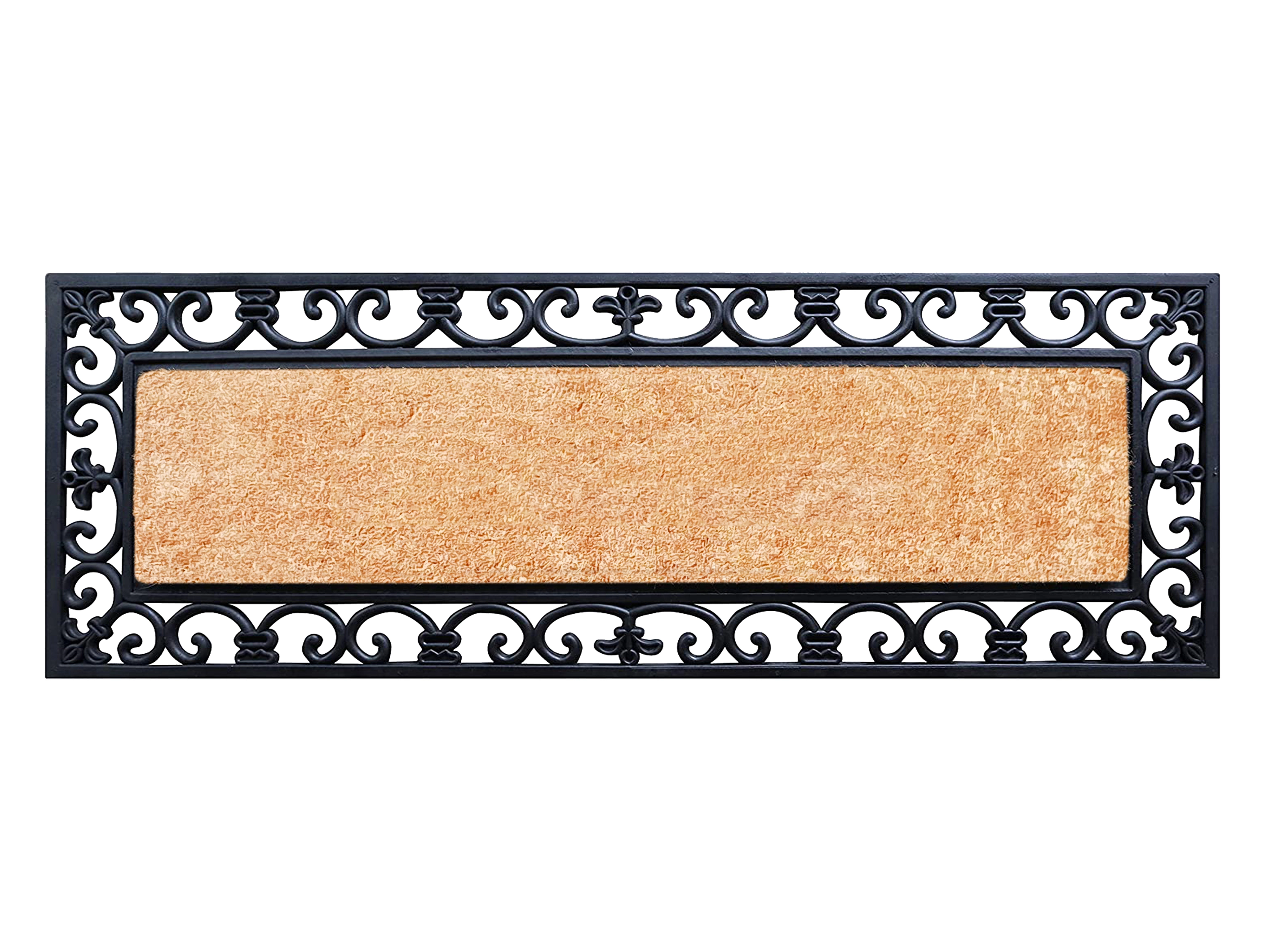 A1 Home Collections Myla Natural Coir and Rubber Front Door Doormat Heavy Duty Entry Mat 18 x 48 In