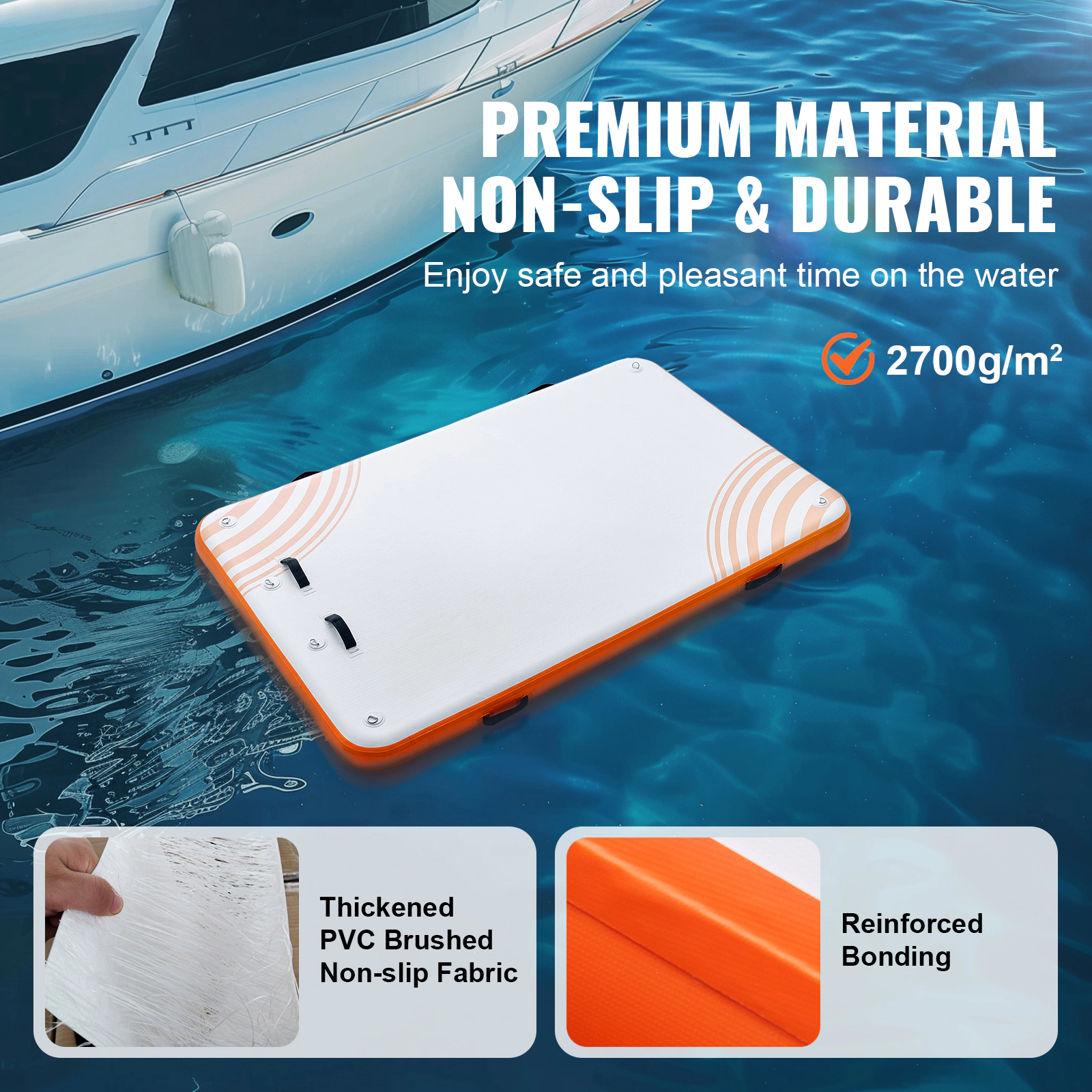HONGGE Inflatable Floating Dock Inflatable Dock Platform Non-Slip Water Floating Dock Mat with Portable Carrying Bag &