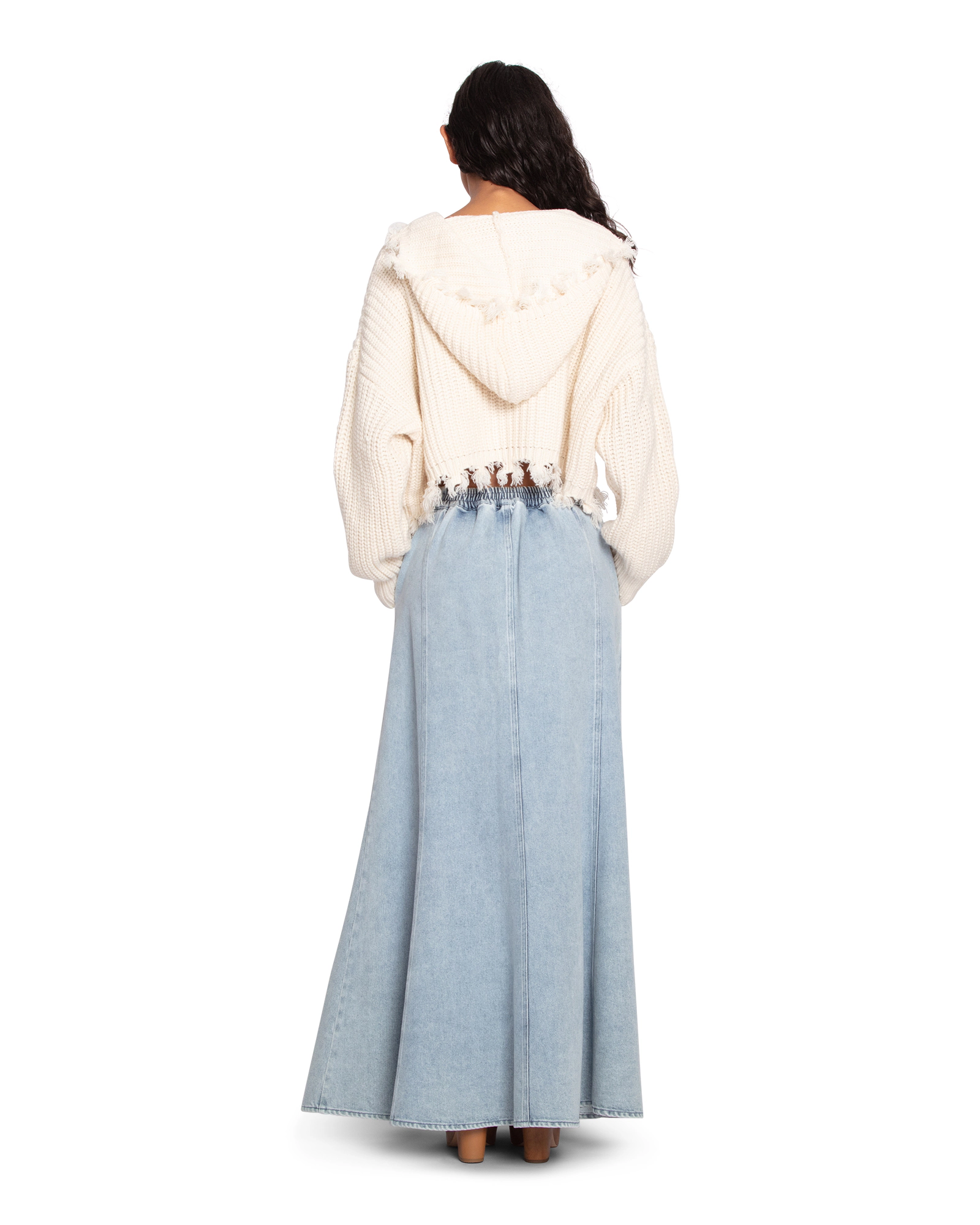 Belle & Bloom Womens Bold Love Denim Maxi Skirt