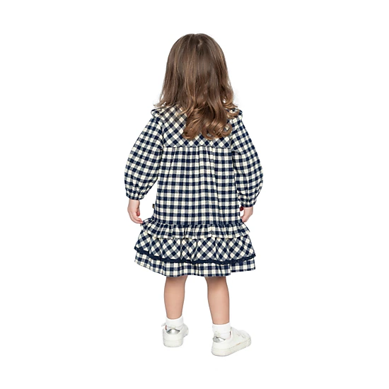 Deux par Deux Girls Frilled Gingham Print Shirt Dress