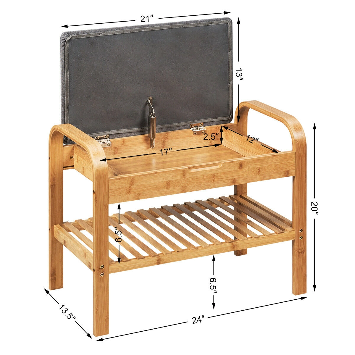 Hivvago Shoe Rack Bench Bamboo With Storage Shelf