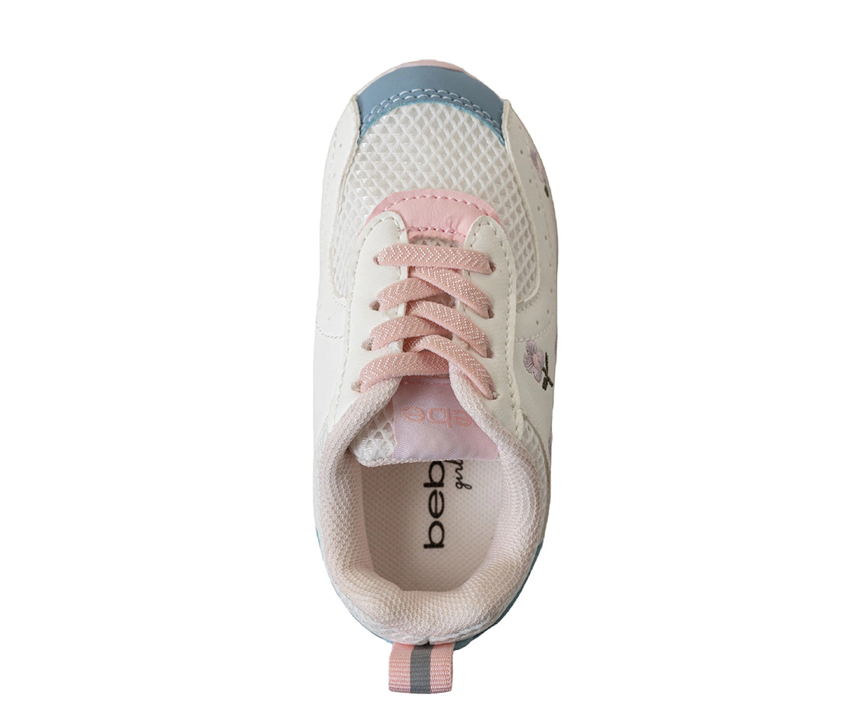 Bebe Girl's Toddler Flower Embroidery Lace-Up Sneakers