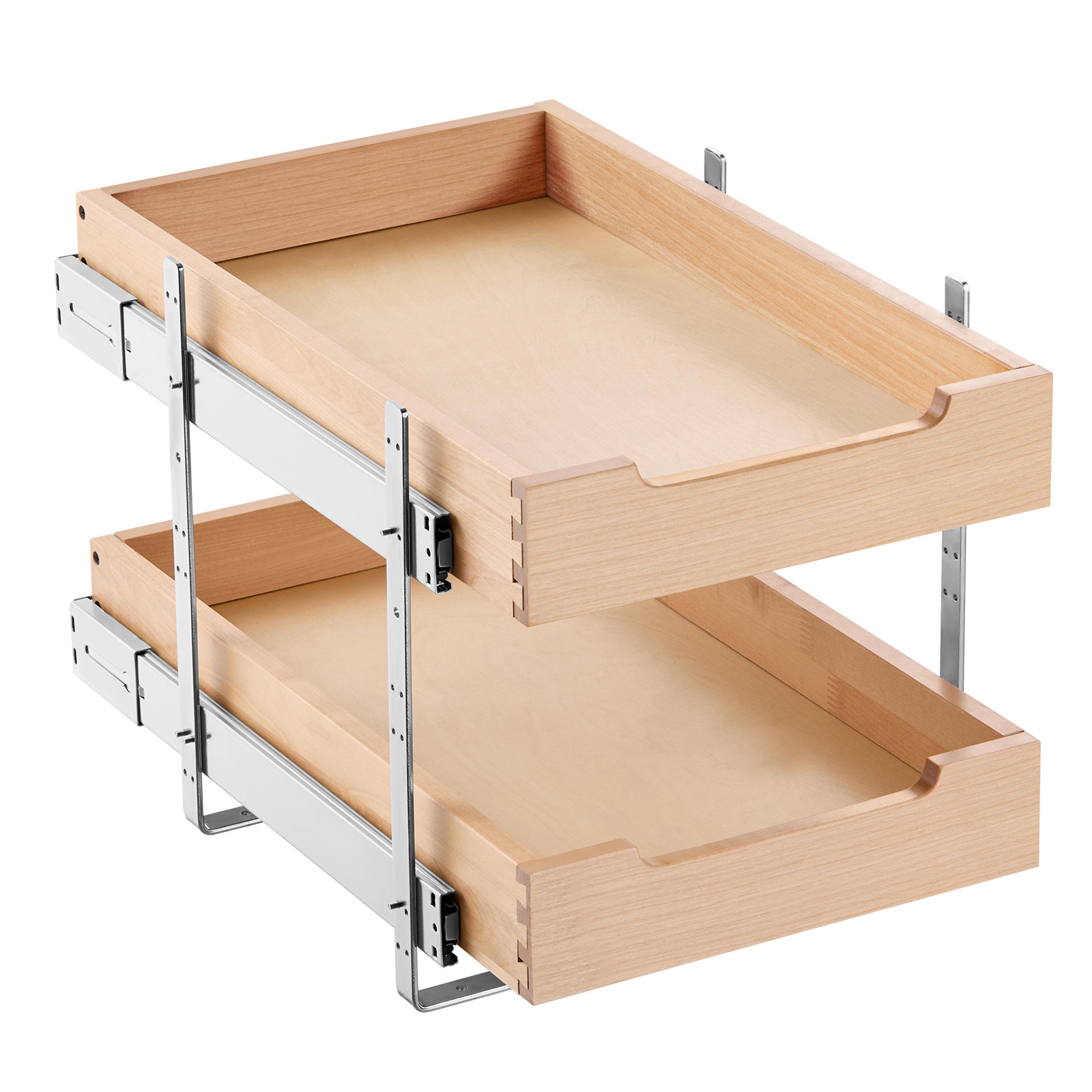 HONGGE 2 Tier Pull Out Cabinet Organizer Cabinet Drawer Soft Close Slide out Shelf Heavy-Duty Sliding Wood Drawer