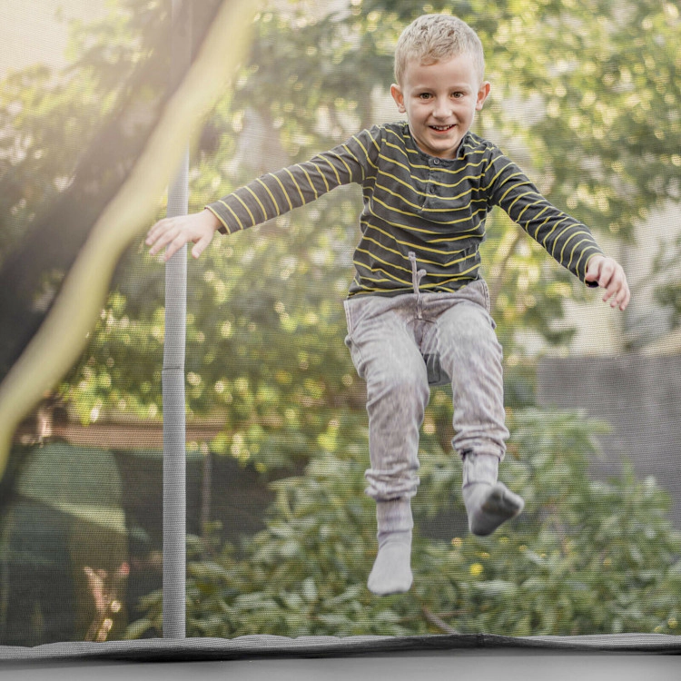 SUGIFT Weather-Resistant PE Trampoline Safety Enclosure Net for 12-ft Trampolines Double-Head Zipper & Buckles Black