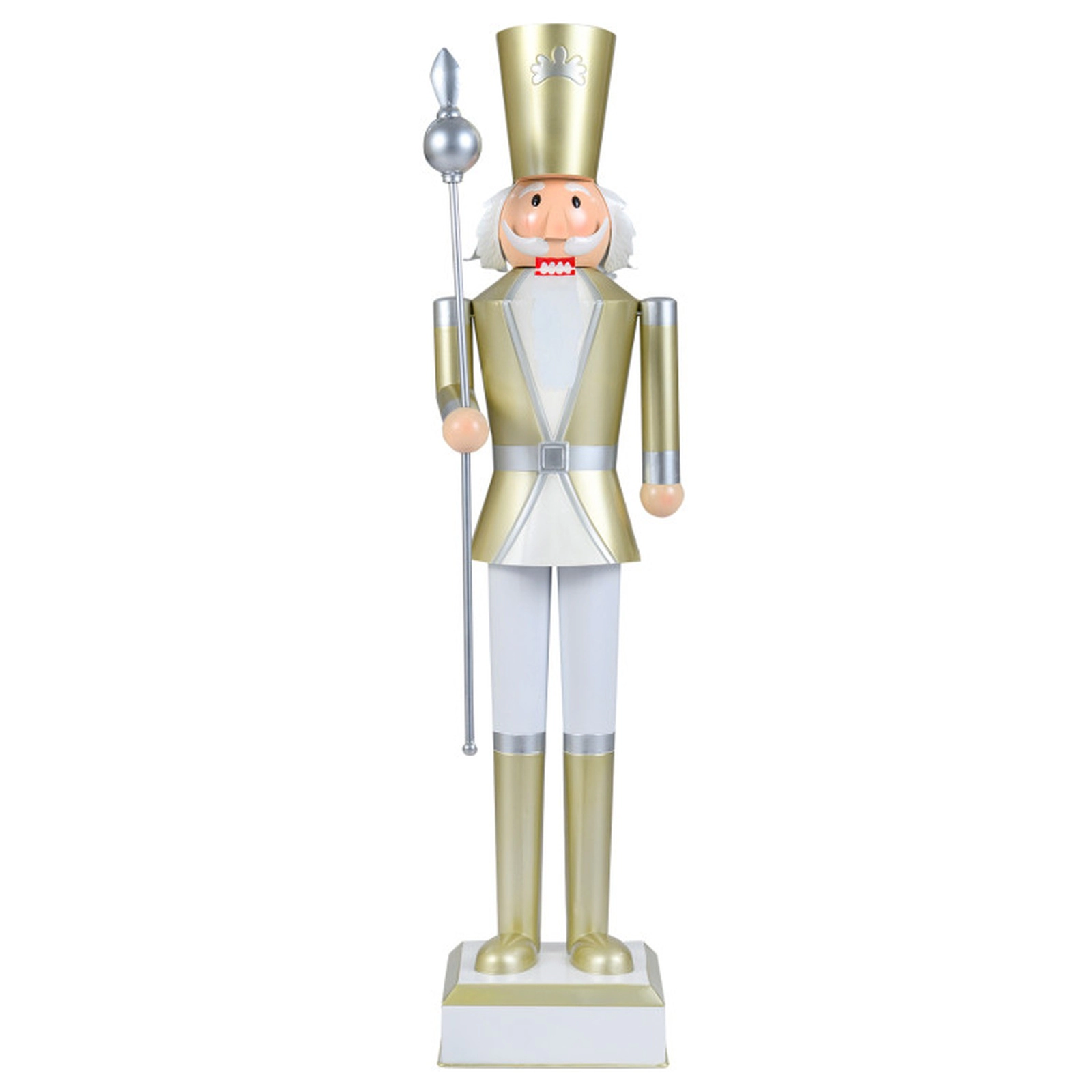 SUGIFT 4-ft Hidden Storage Safety Lock Metal Christmas Nutcracker Figure 10.5-in x 10.5-in Base 8.5-lb White