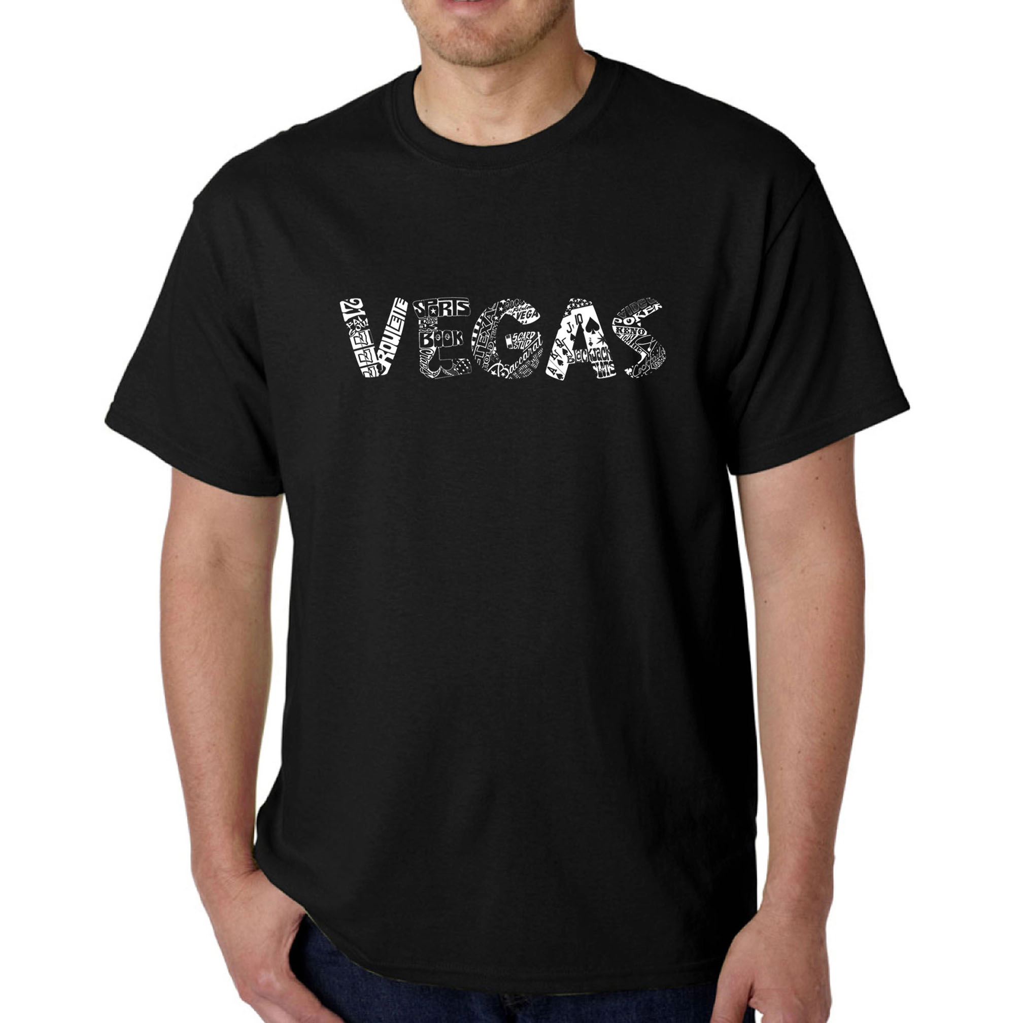 LA Pop Art Men's Vegas Word T-Shirt