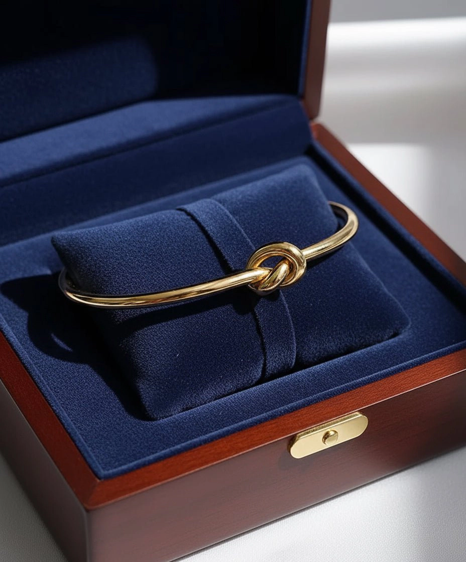 DressAtR Women's Knot 18K Gold Plated Bangle Bracelet