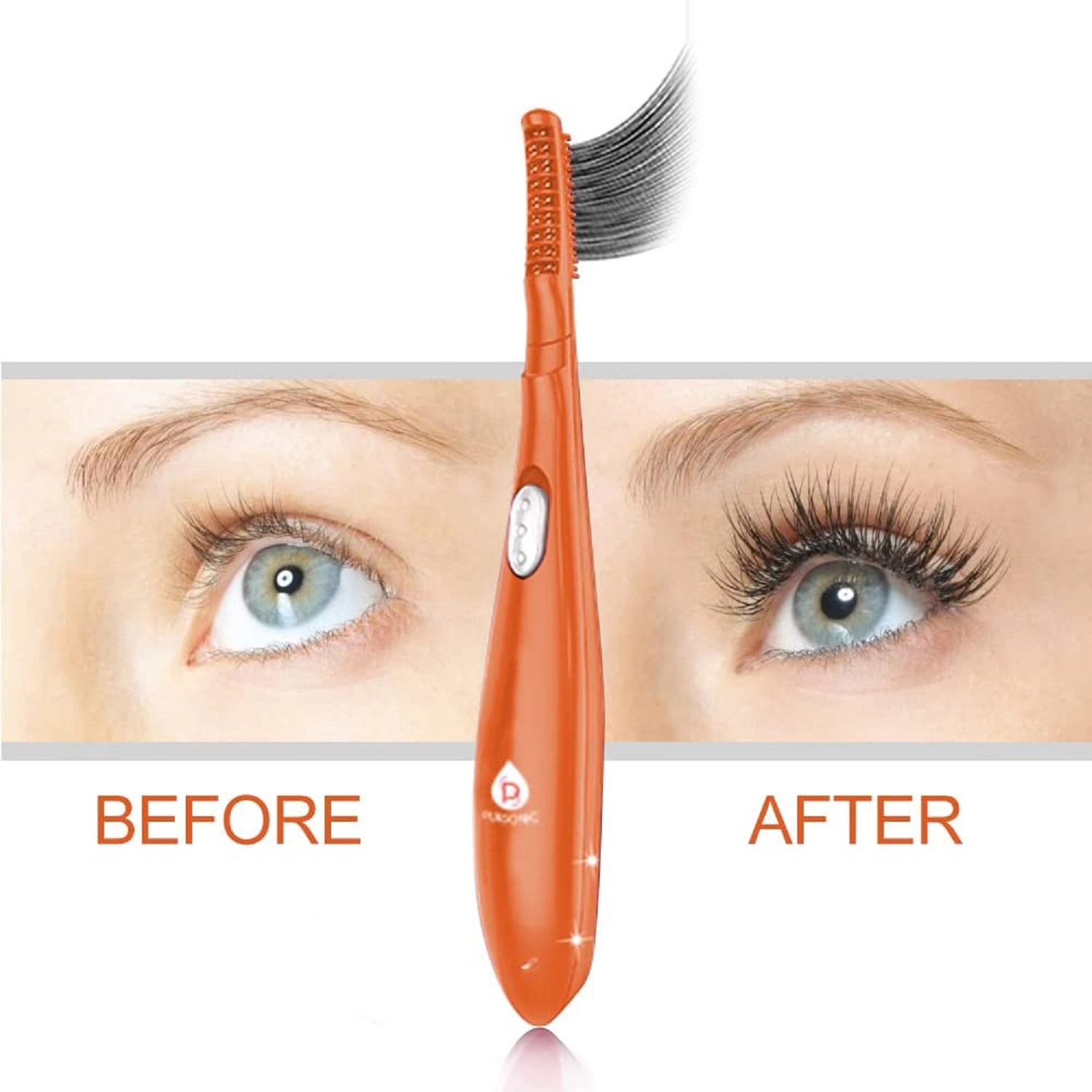 Pursonic Women's Heated Eyelash Curler with Built-In Comb for Long-Lasting Lash Curling & Styling