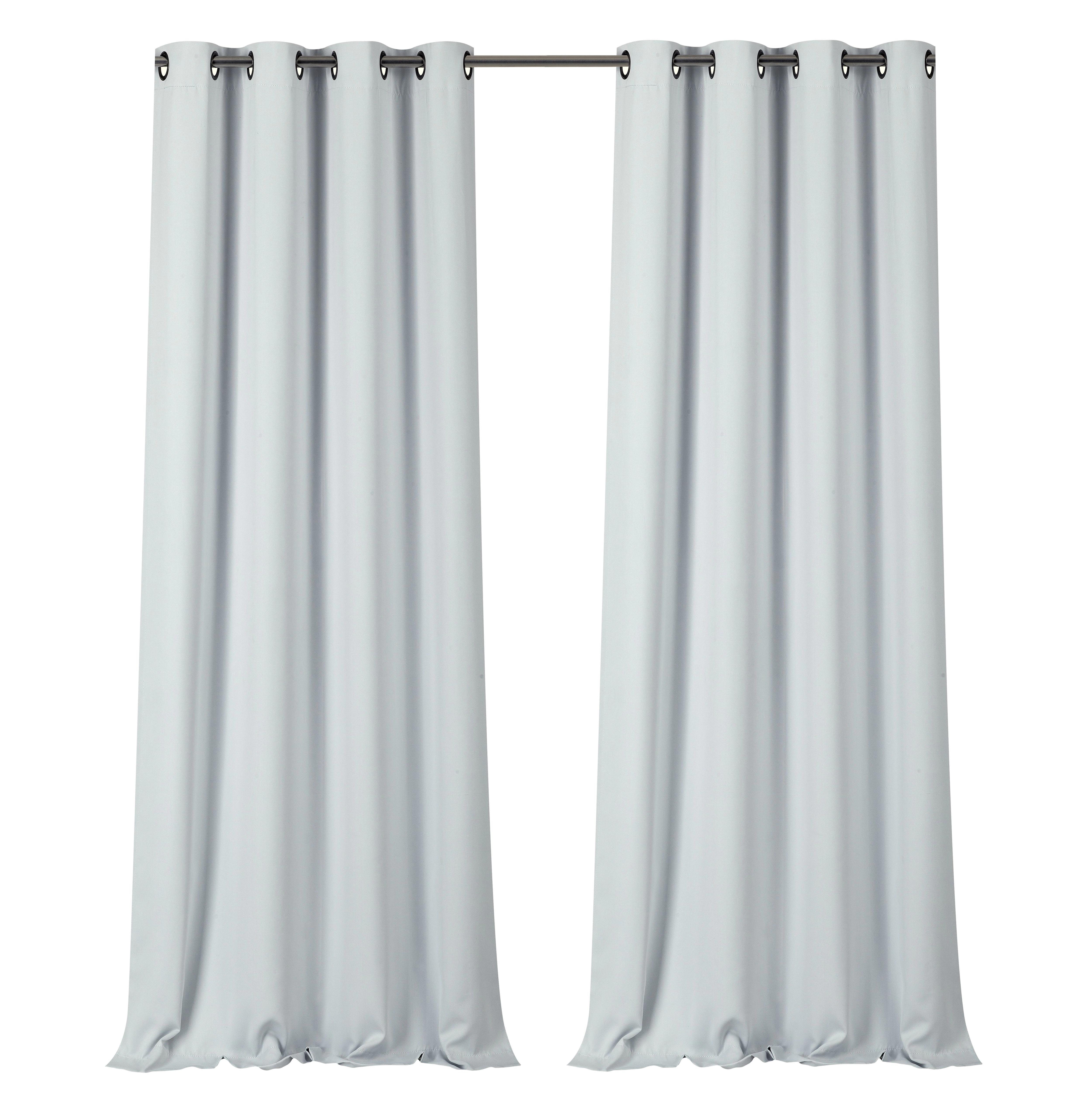 Kate Aurora 2 Piece Soft Cloud Gray Grommet Top 100% Blackout Curtain Panels