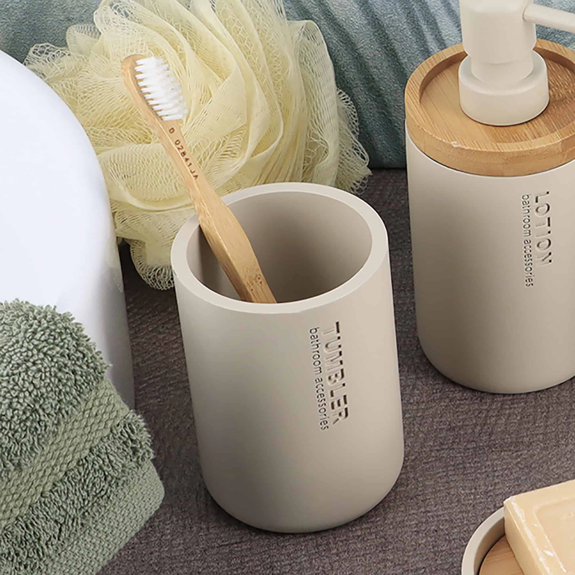 Evideco French Home Goods Matte Polyresin Bathroom Tumbler, 12 oz