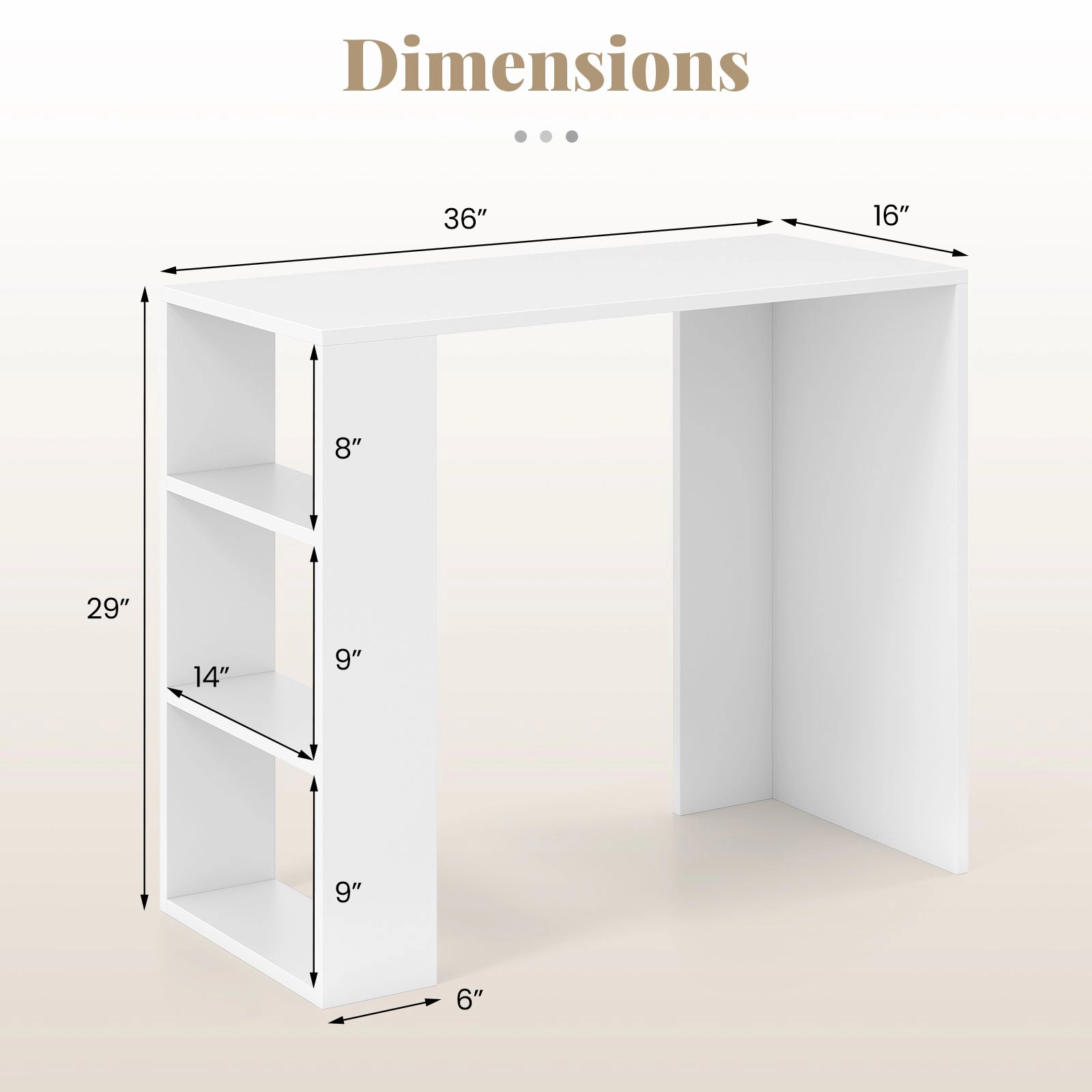 SlickBlue 36 Inch Compact Computer Desk with 3 Storage Shelves