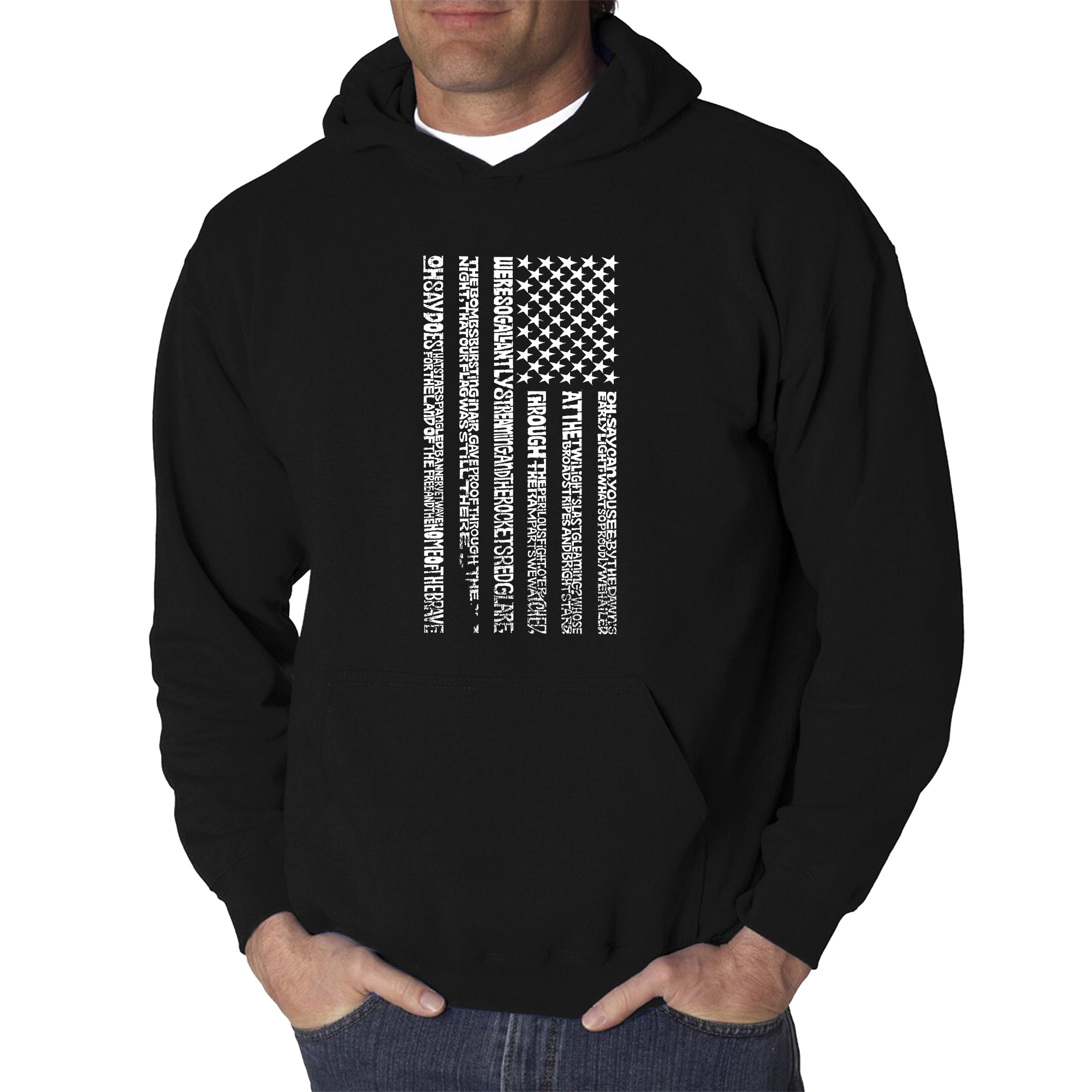 LA Pop Art National Anthem Flag - Men's Word Hooded Sweatshirt
