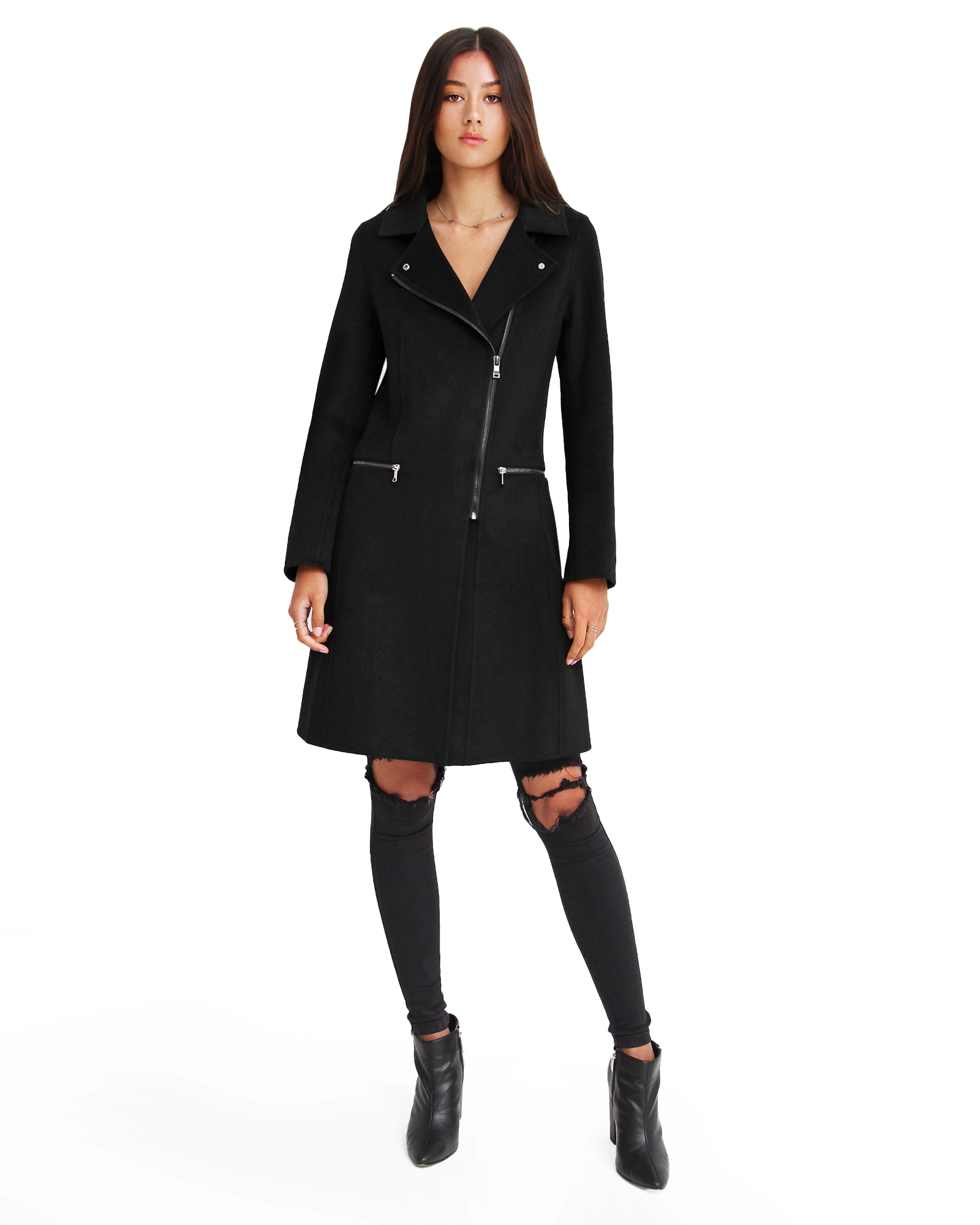 Belle & Bloom Womens Last Chance Wool Blend Moto Coat