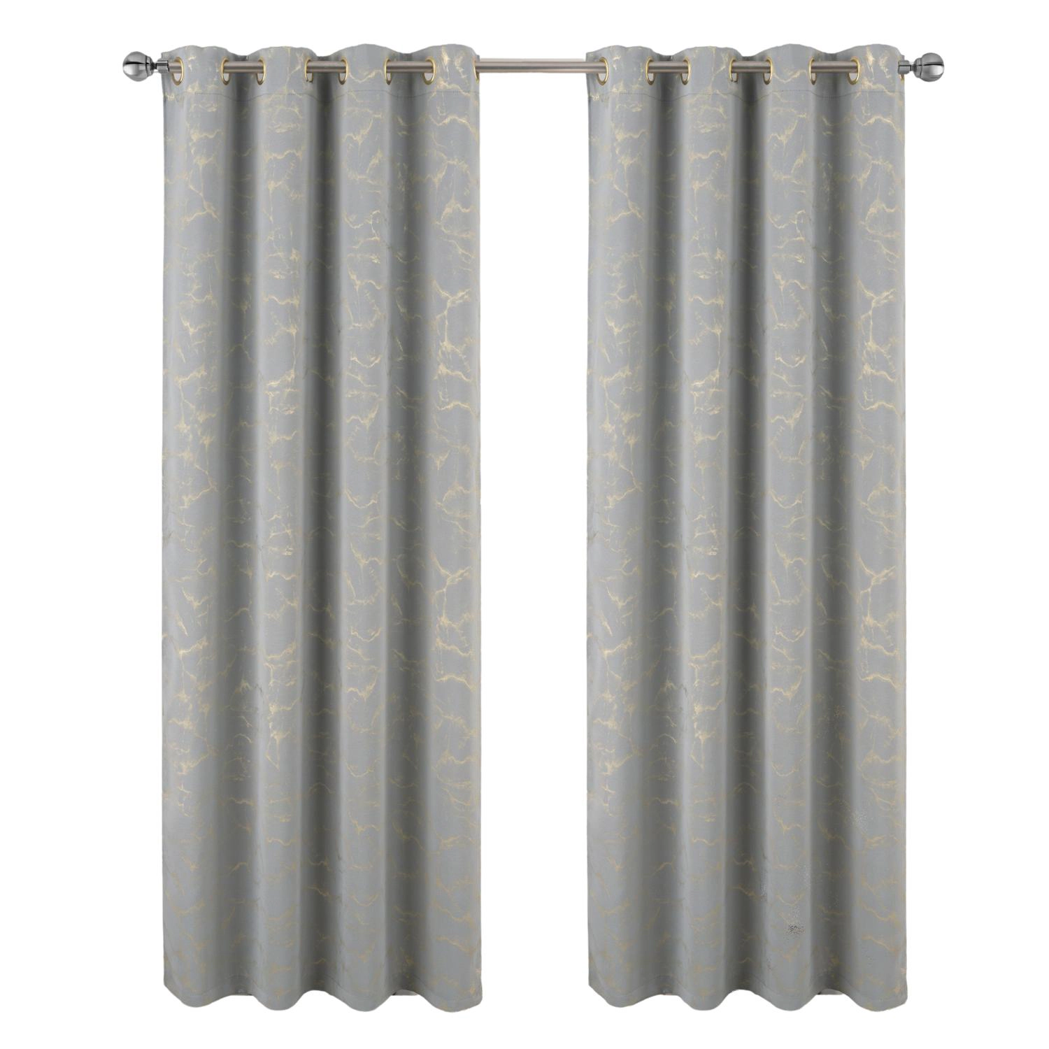 RT Designer Collection Heidi Halo Foil Blackout Luxurious Decorative Grommet Curtain Panel 54" x 90" Silver