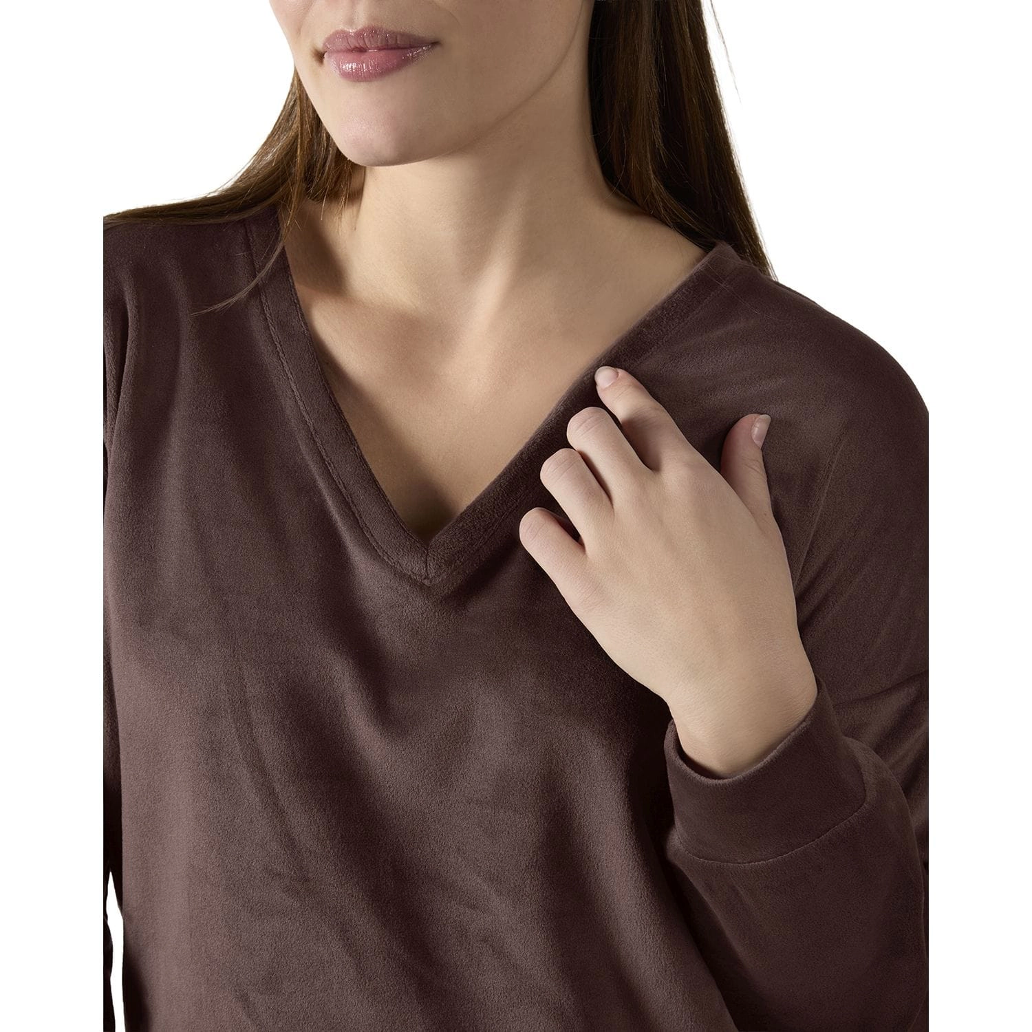 MeMoi Women's Velour Loose Fit V-Neck Sweatshirt and Pants Set