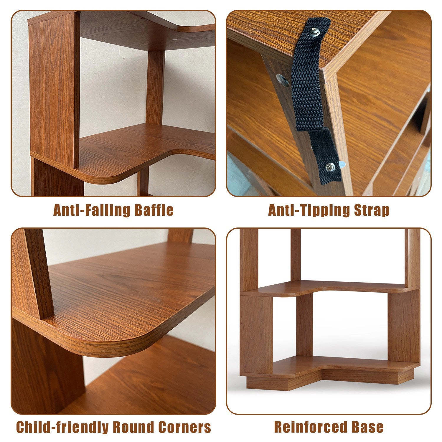GBruno 6-Tier L-Shaped Corner Bookshelf