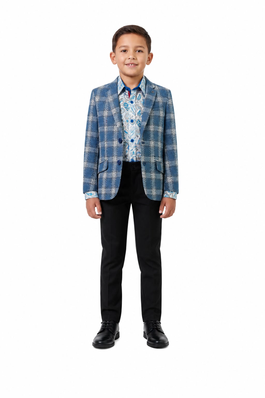 Elie Balleh Boys Slim Fit Checke Blazer