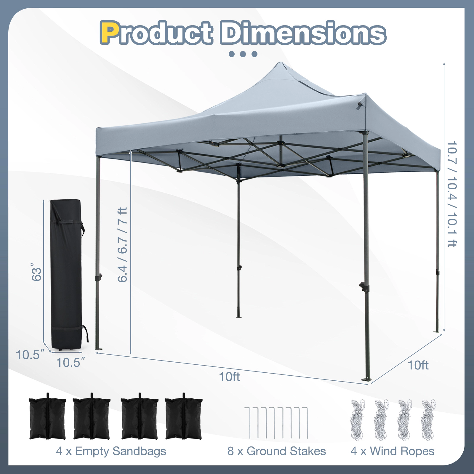 LJG 10 x FT Outdoor Pop up Canopy Tent Easy Setup Gazebo Shelter with Wheeled Bag