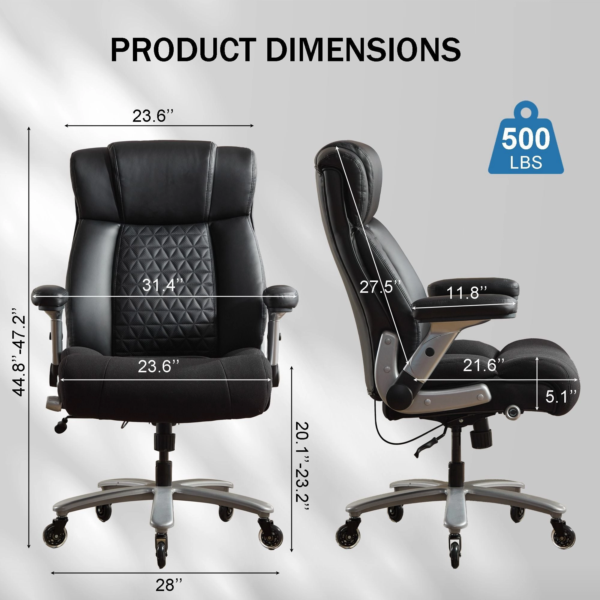 Platinum-Level Office Chairs Big and Tall Office Chair With 500lb Capacity, Adjustable Lumbar, Wide Seat, Flip Up Arms