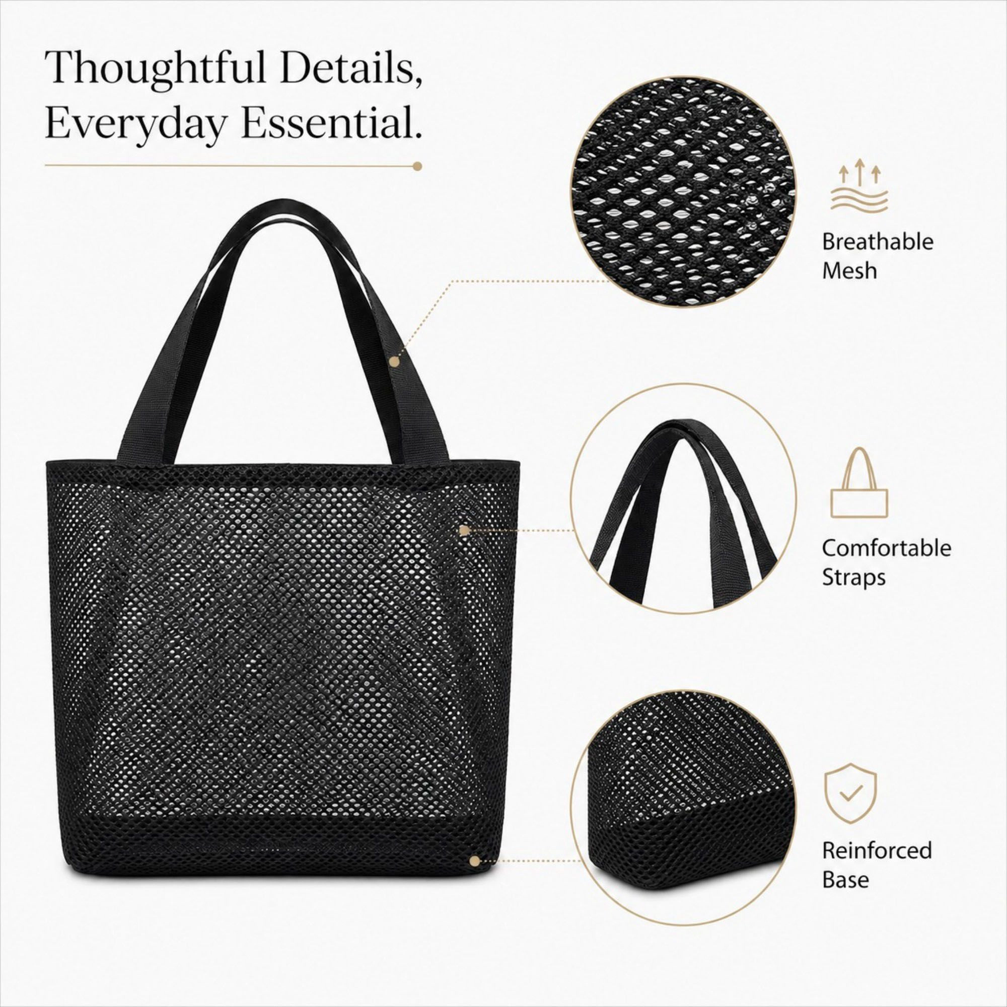 Alilang Women's Large Mesh Tote Bag with Comfortable Shoulder Straps