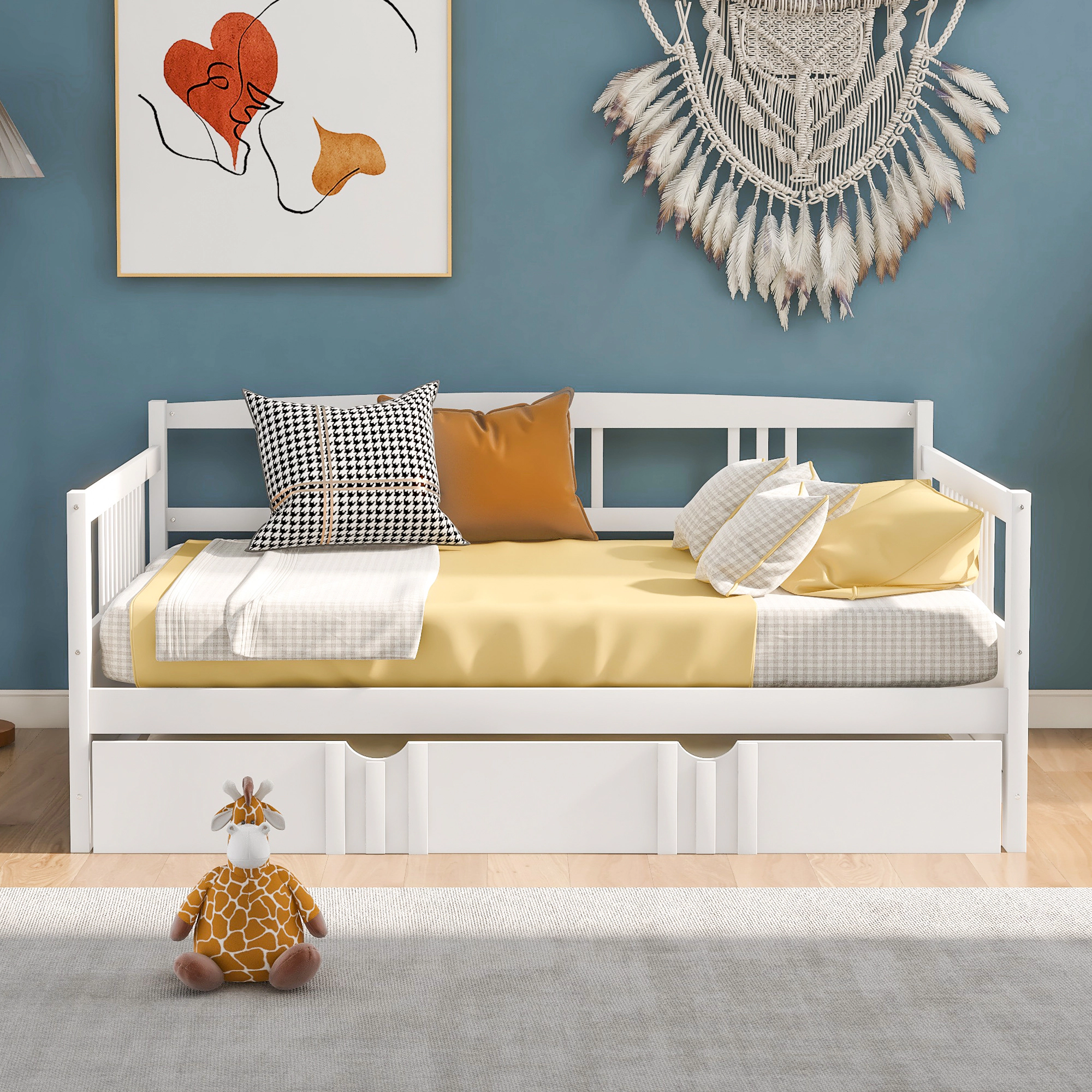 Flynama Full Size Daybed with Twin Trundle, White