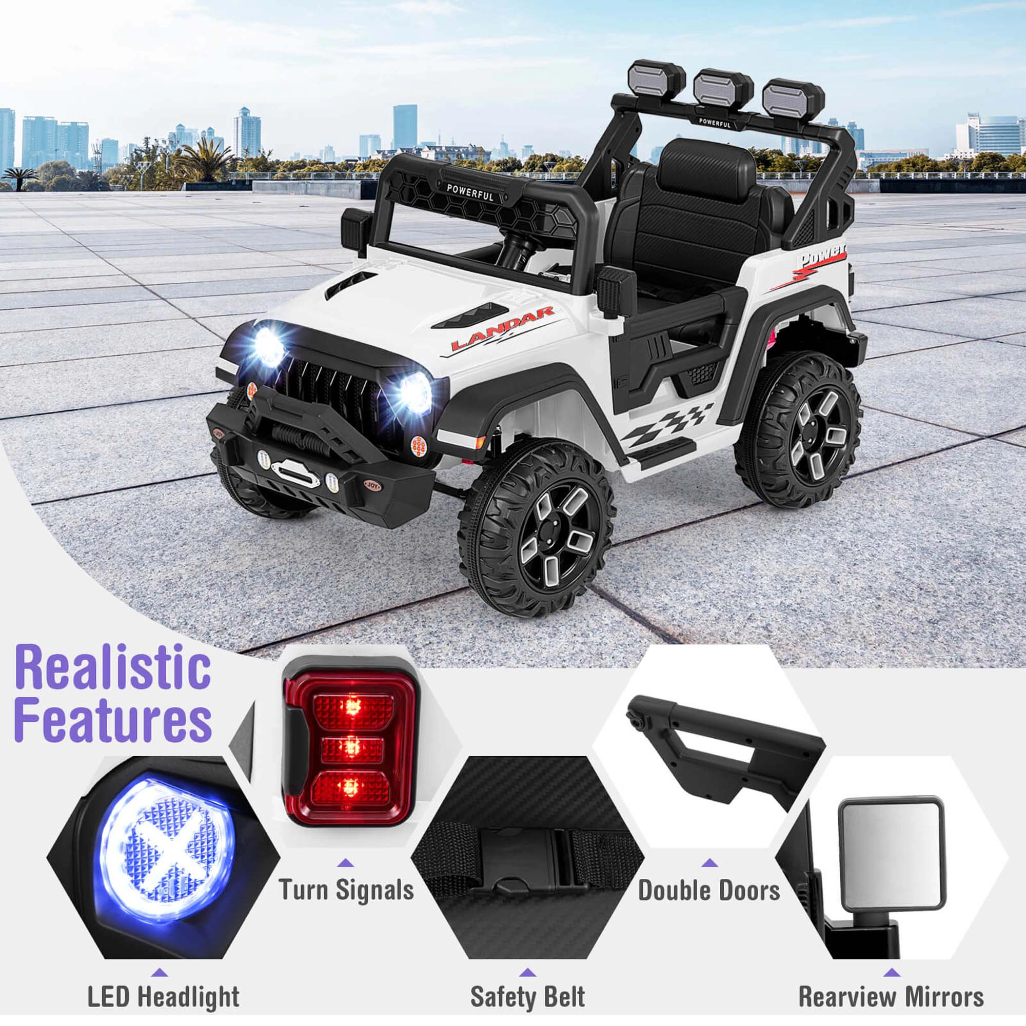 Costway 12V Kids Ride On Truck with 2*12V Motors Spring Suspension & Remote Control